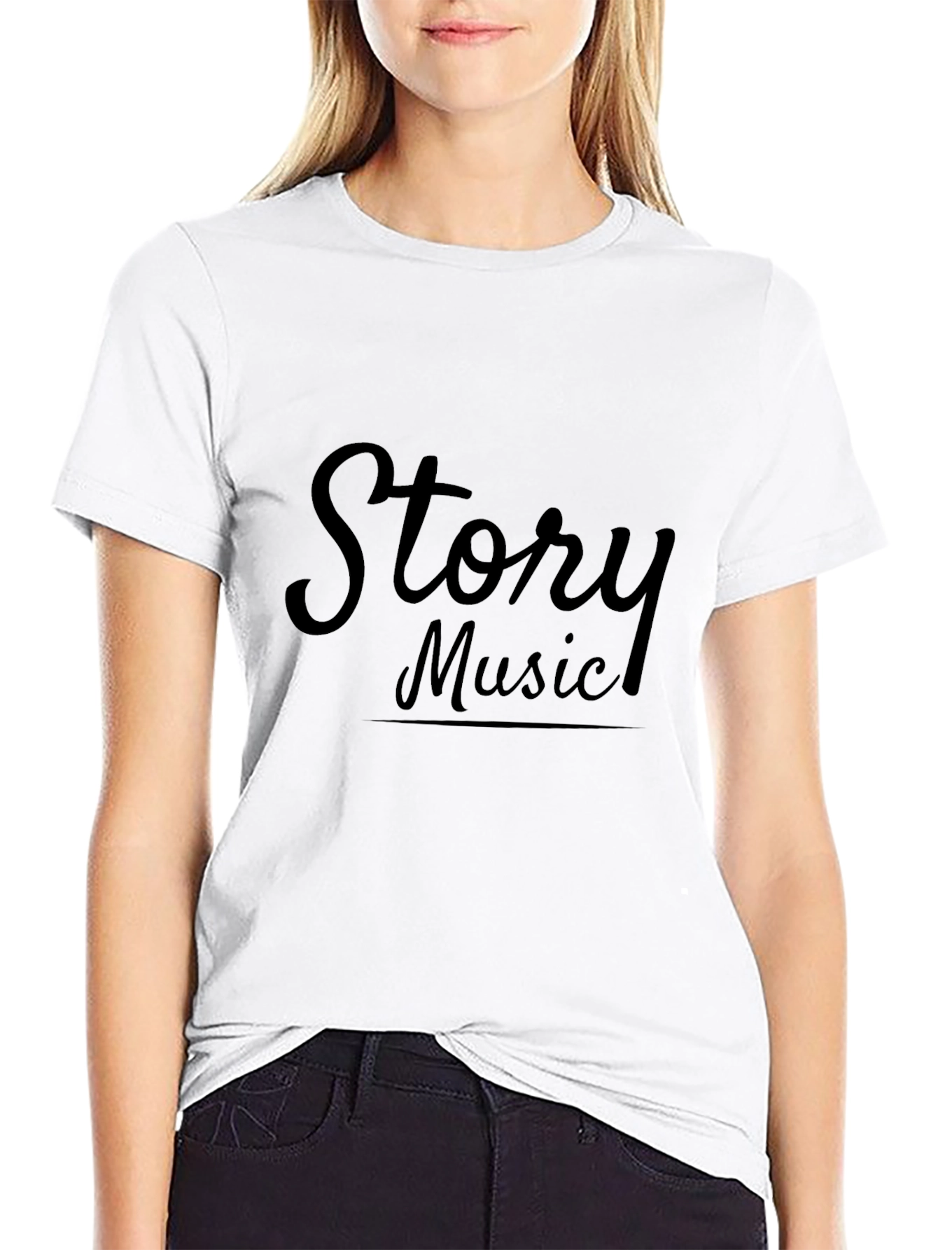 Story Music Graphic Tee - Casual Black T-Shirt