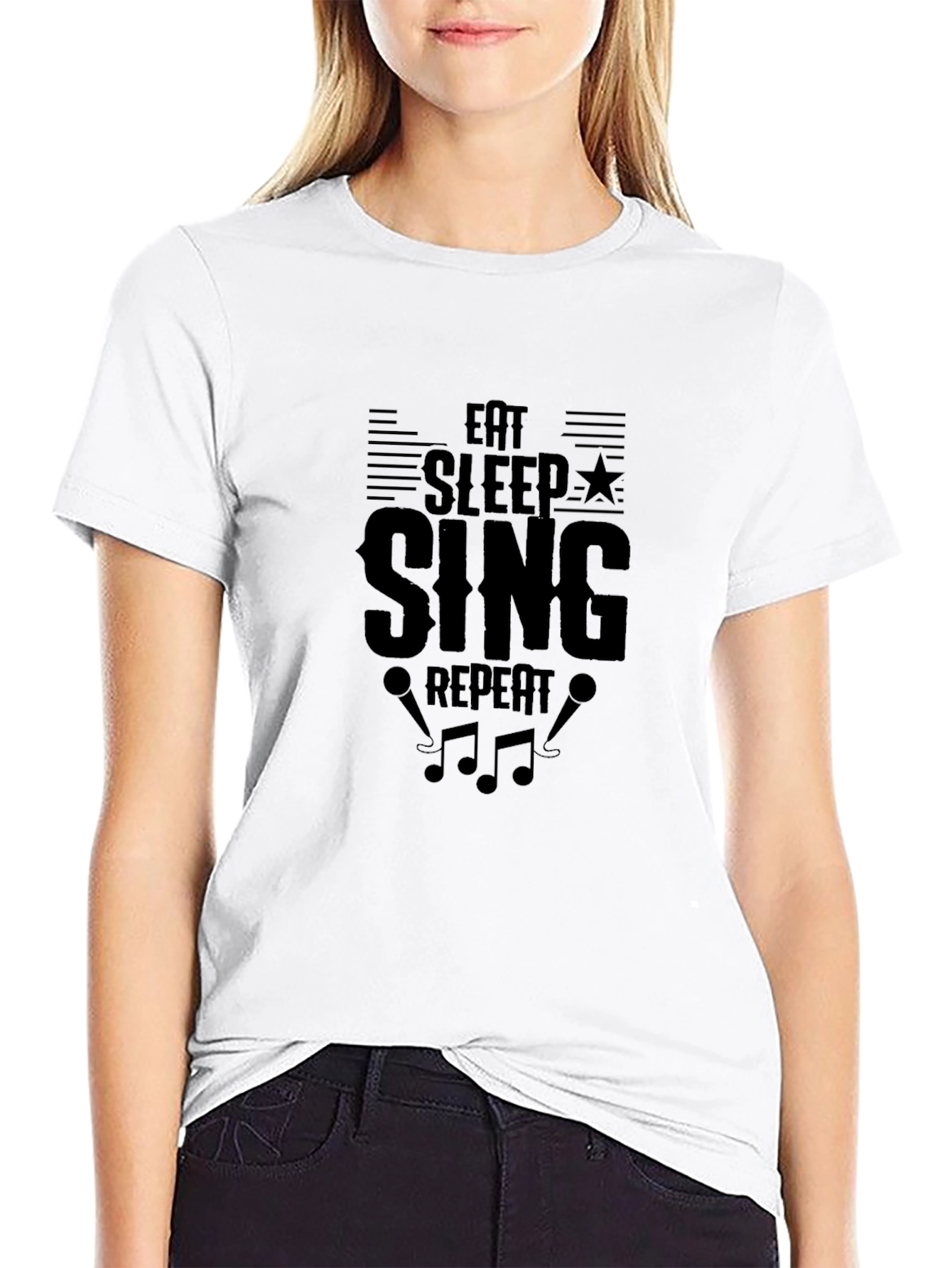 Eat Sleep Sing Repeat Black T-Shirt
