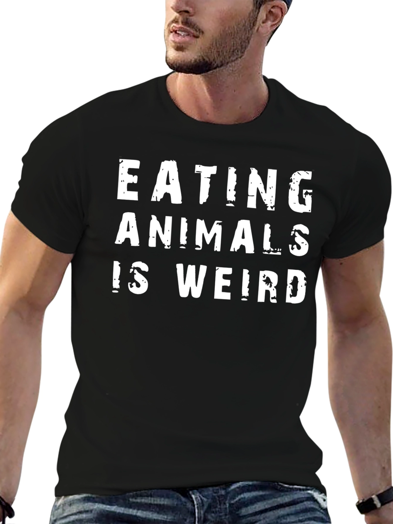 Eating Animals is Weird Black Graphic Tee