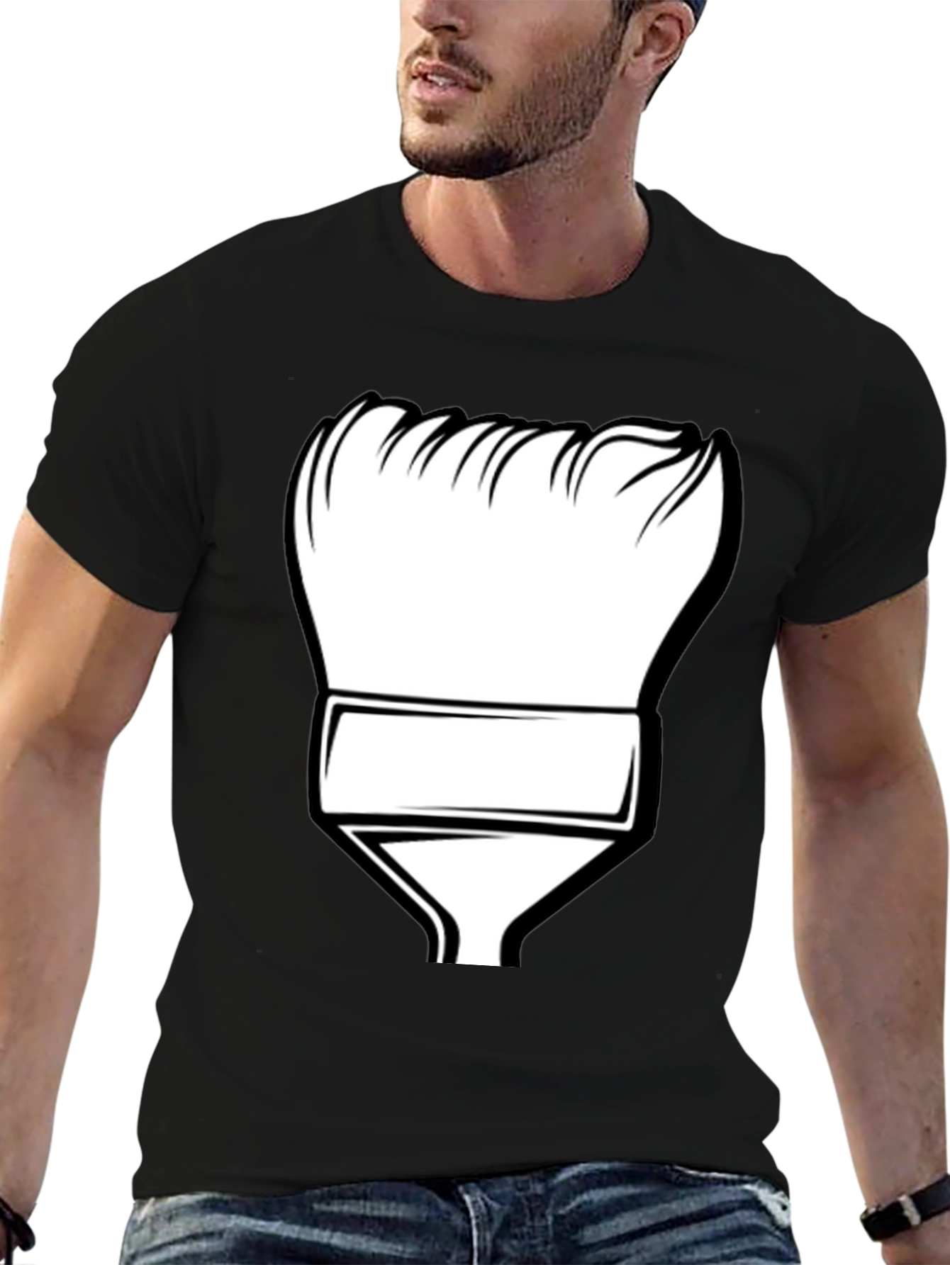 Painters Brush Graphic Tee - Black Cotton T-Shirt