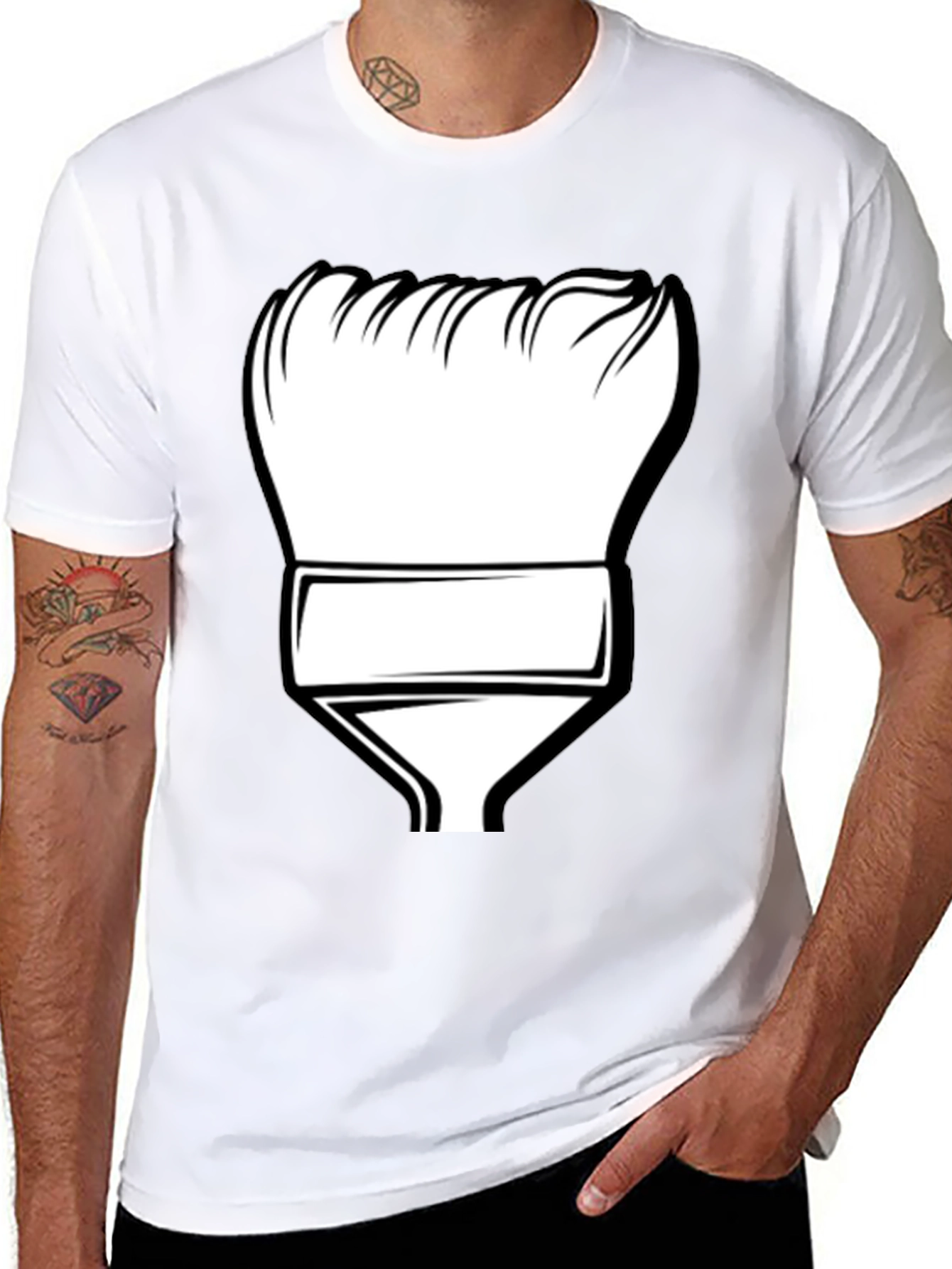 Painters Brush Graphic Tee - Black Cotton T-Shirt