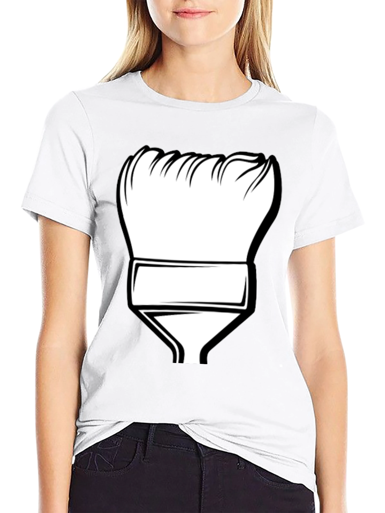 Painters Brush Graphic Tee - Black Cotton T-Shirt