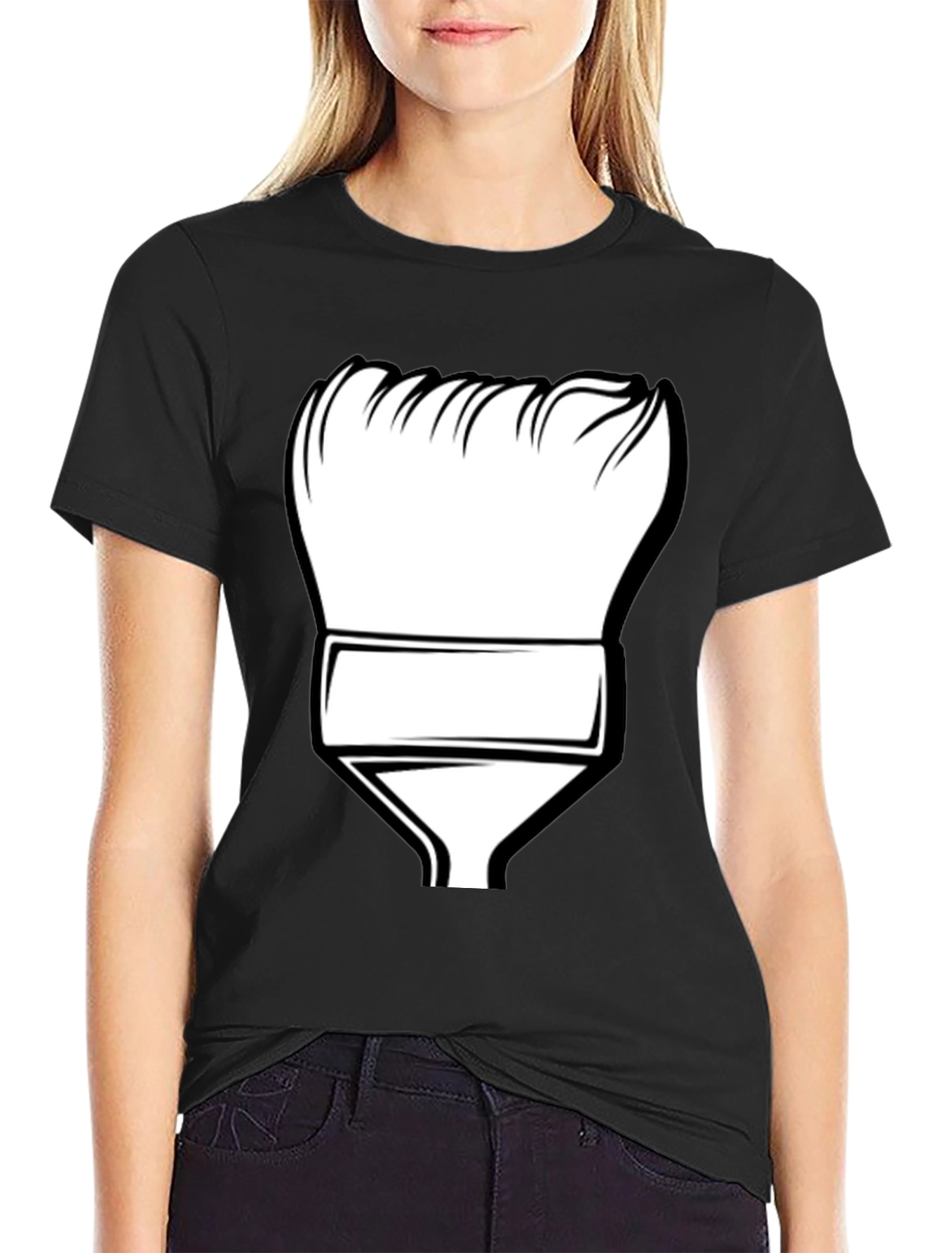Painters Brush Graphic Tee - Black Cotton T-Shirt