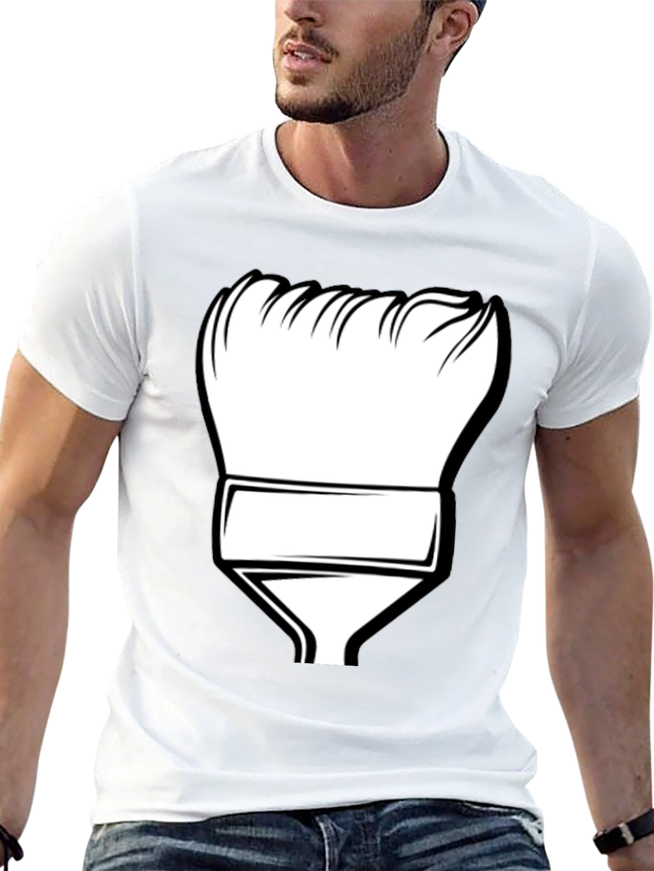 Painters Brush Graphic Tee - Black Cotton T-Shirt