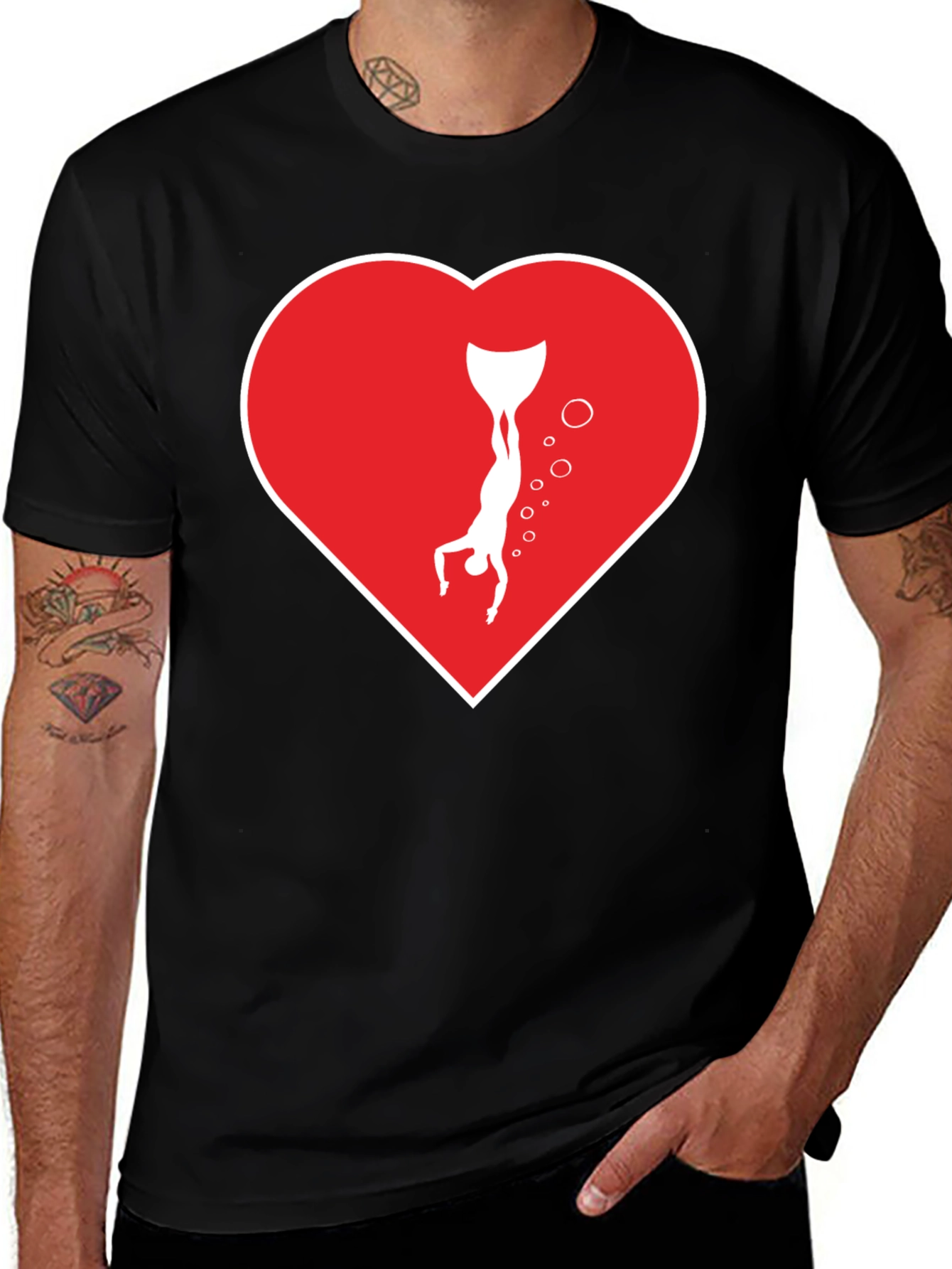 Freediving Heart T-Shirt - Love Scuba Diving!