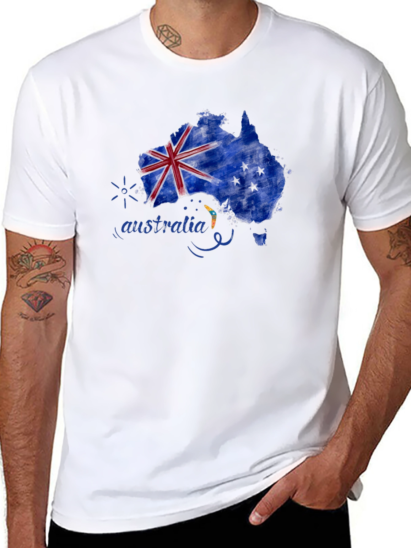 Australia Map Flag T-Shirt - Black