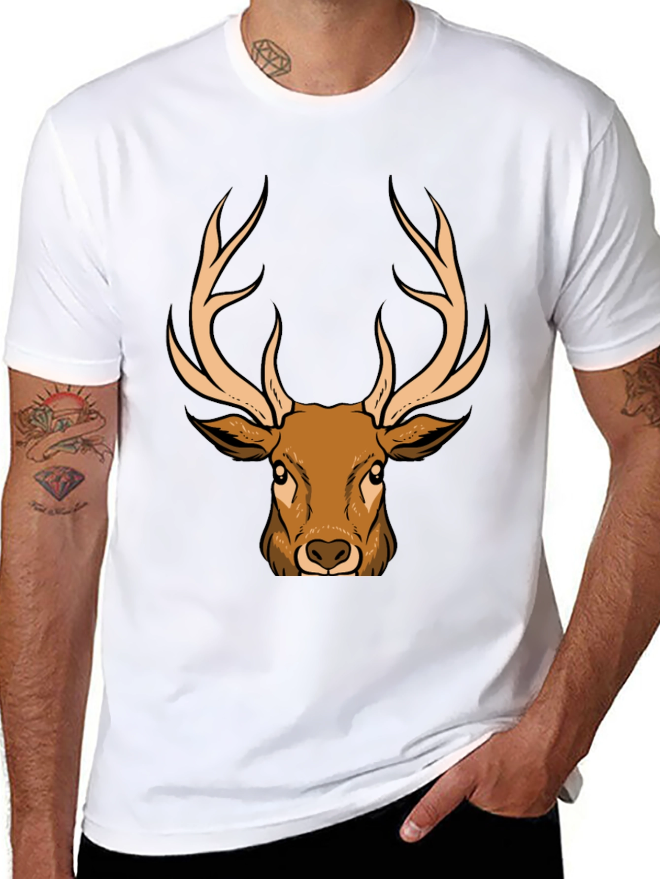 Deer Graphic T-Shirt - Black - Animal Lover Tee