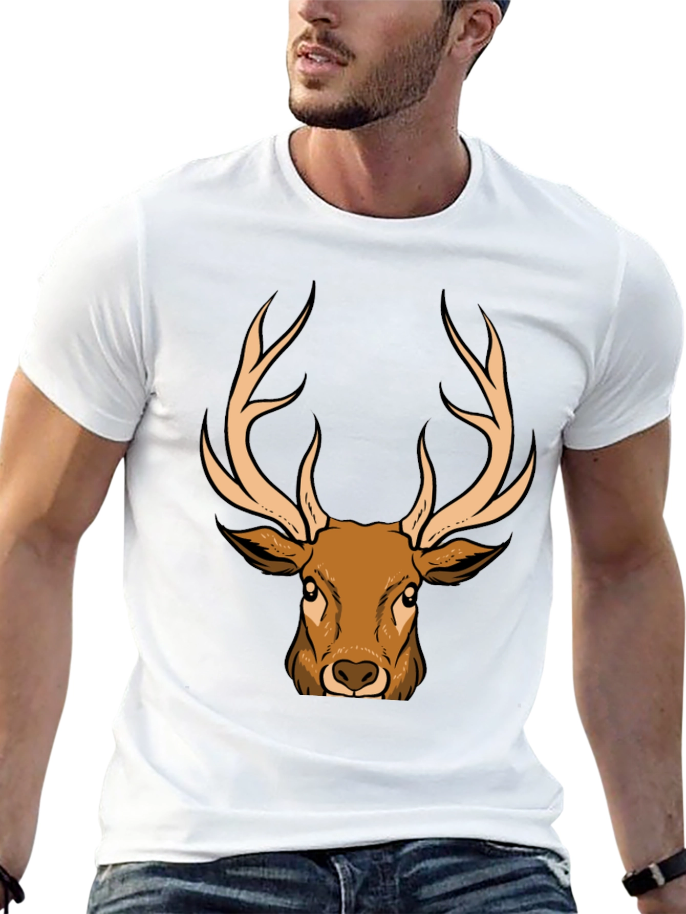 Deer Graphic T-Shirt - Black - Animal Lover Tee