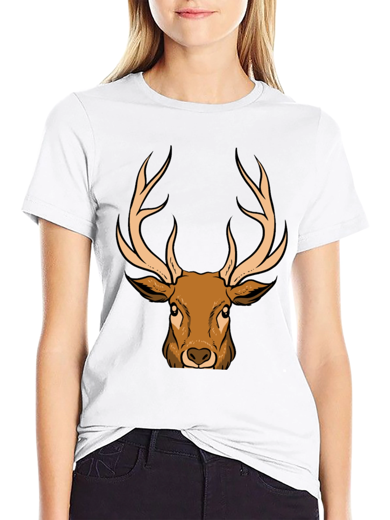 Deer Graphic T-Shirt - Black - Animal Lover Tee