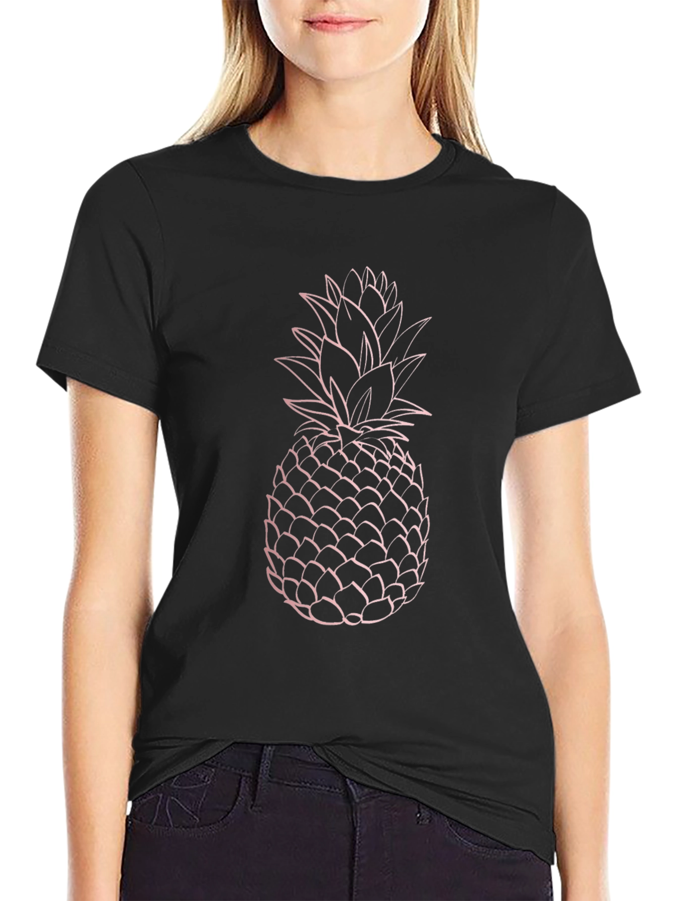 Pineapple Graphic Black T-Shirt