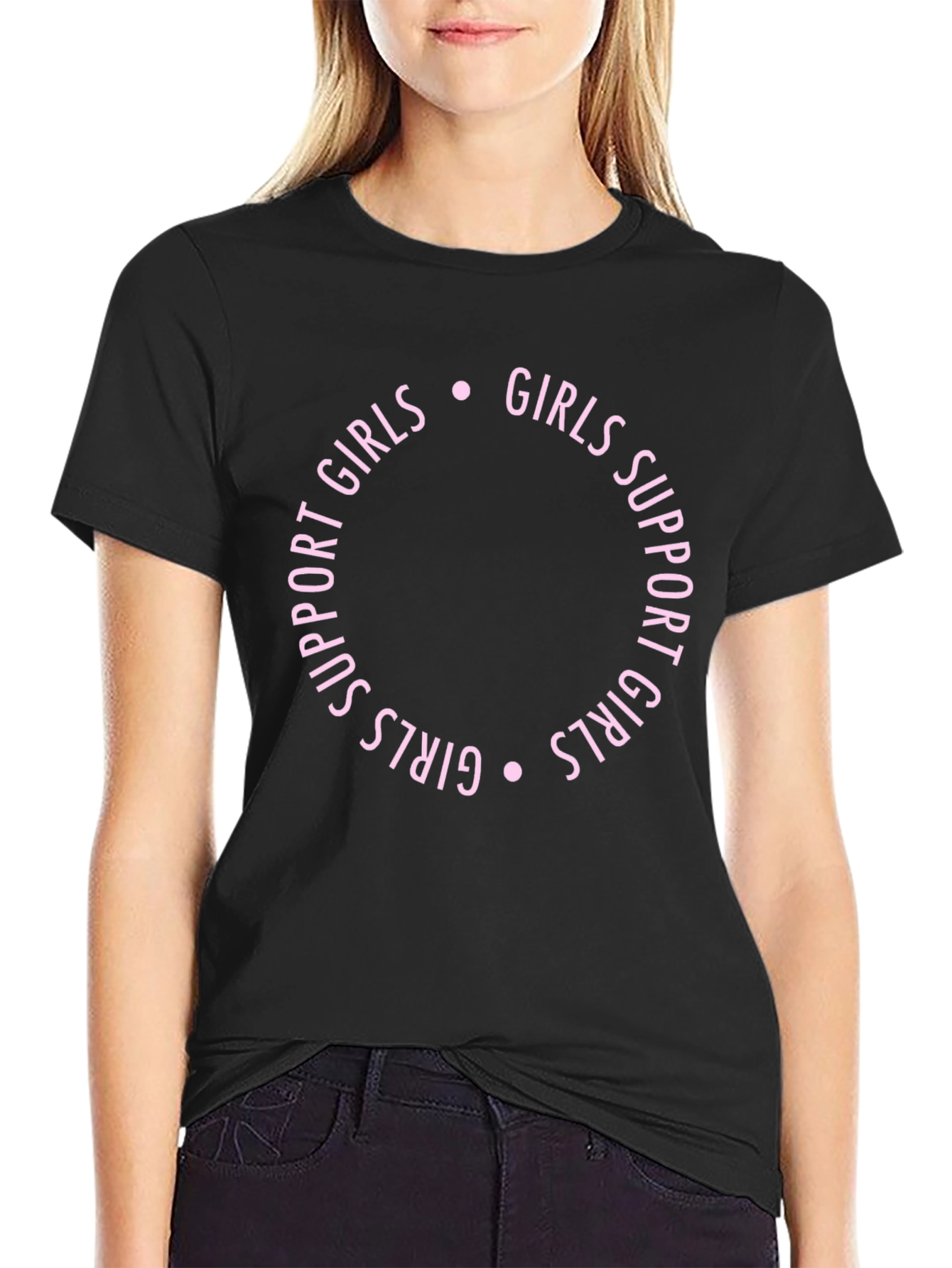 Girls Support Girls Graphic Tee - Black