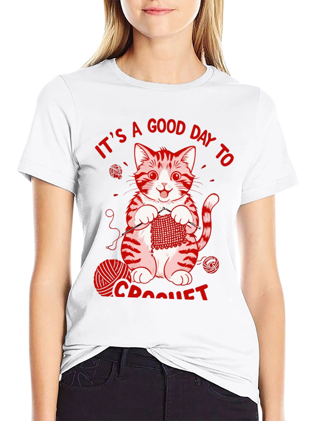 Cat Crochet T-Shirt - Good Day to Crochet Tee