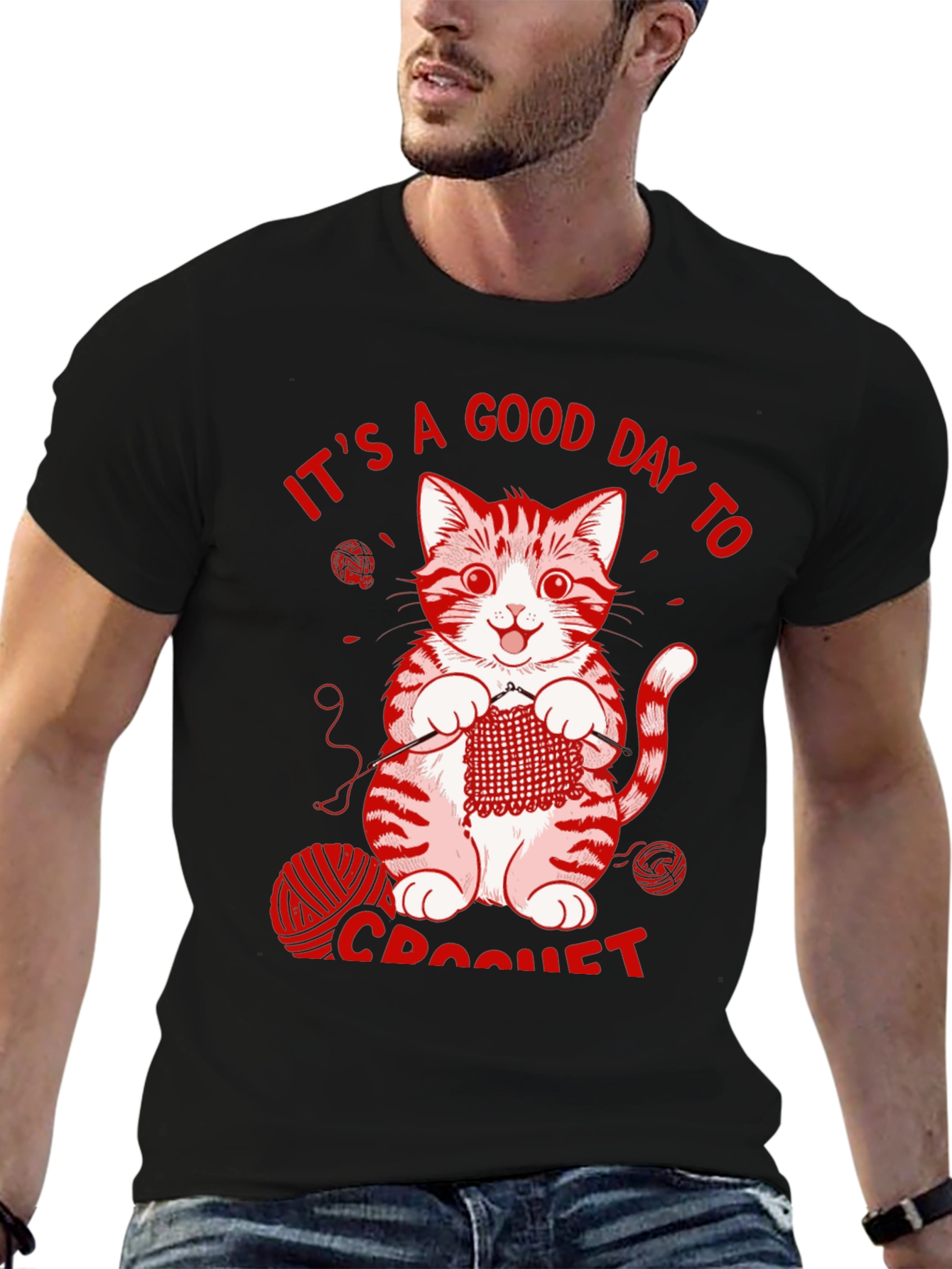 Cat Crochet T-Shirt - Good Day to Crochet Tee