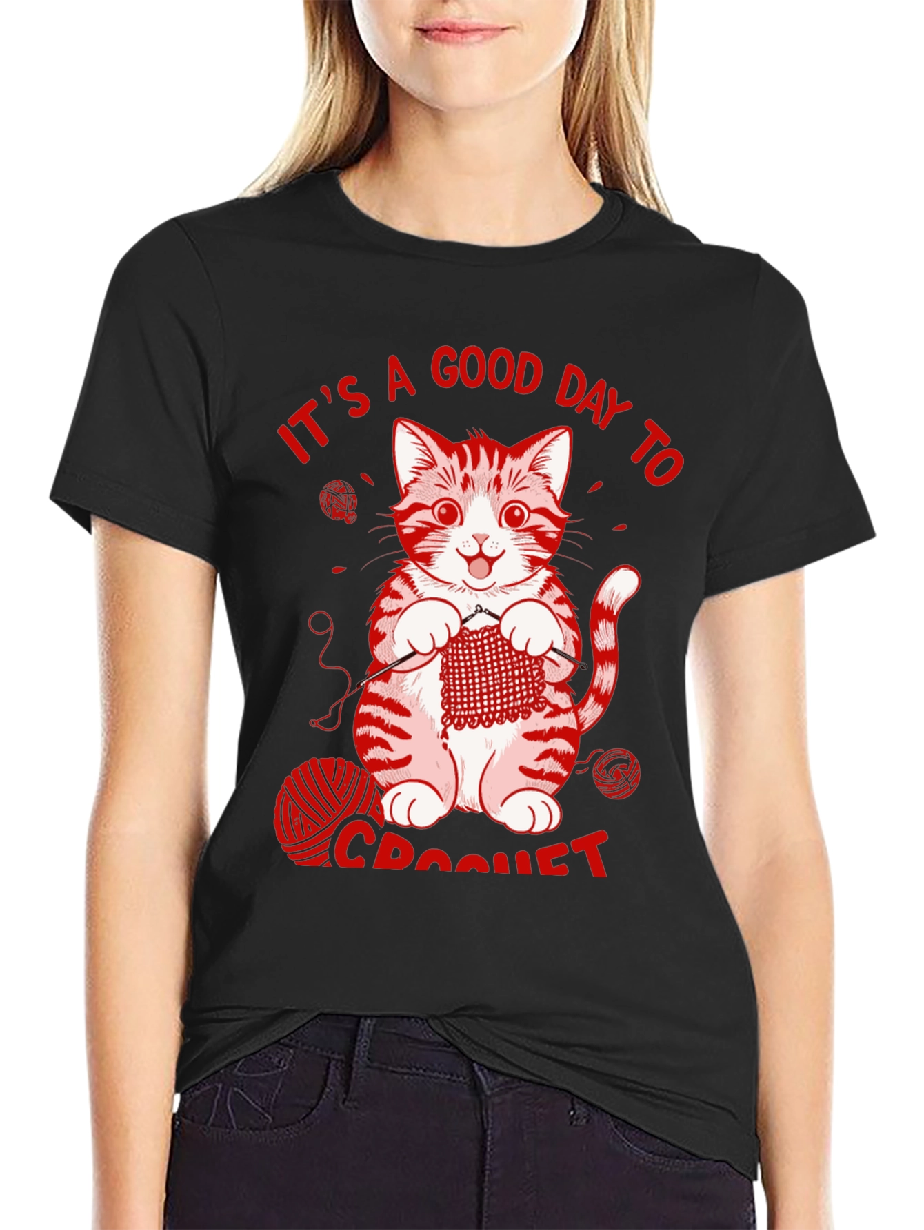 Cat Crochet T-Shirt - Good Day to Crochet Tee