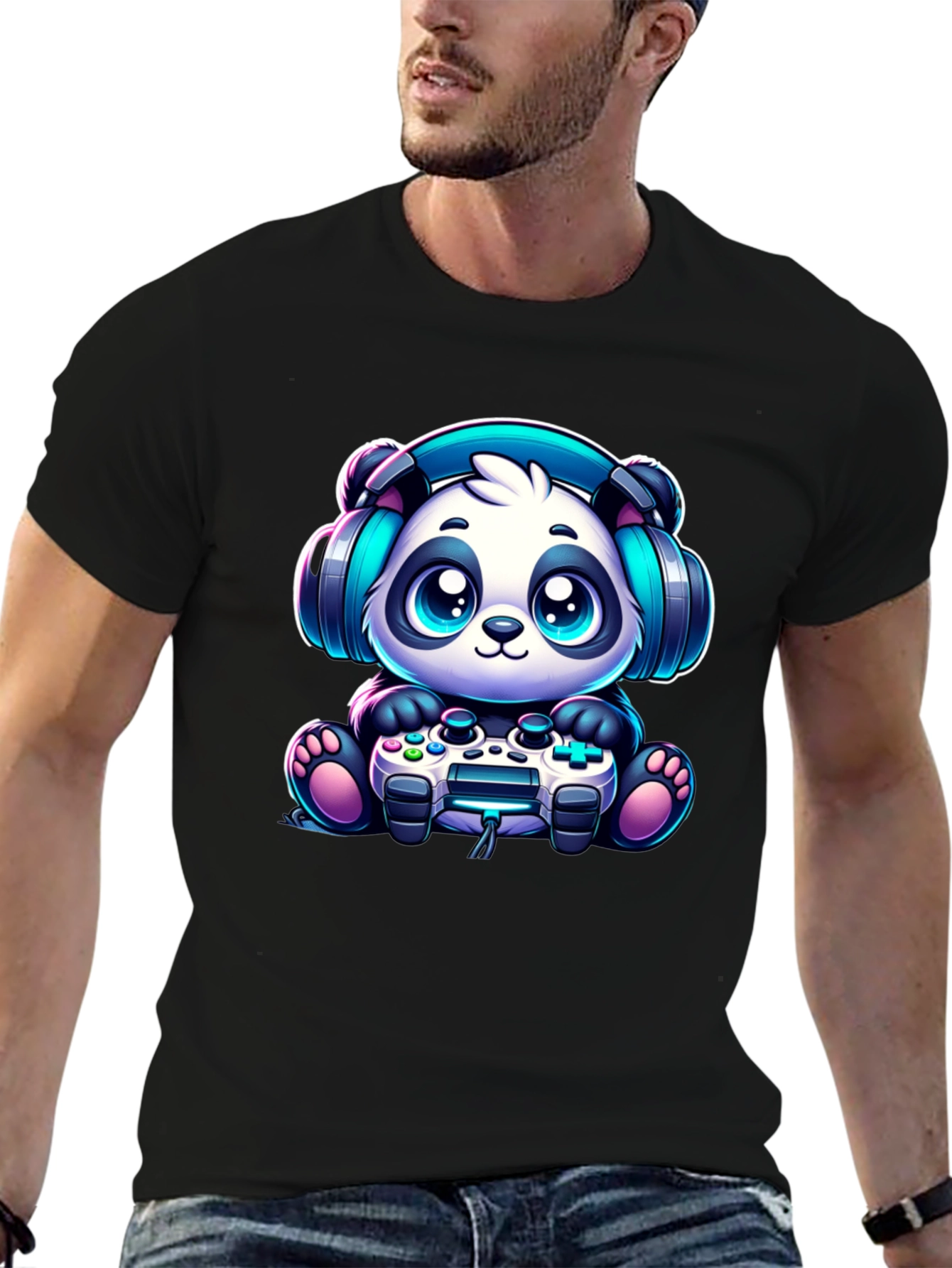 Gamer Panda T-Shirt - Cute & Comfy Black Tee