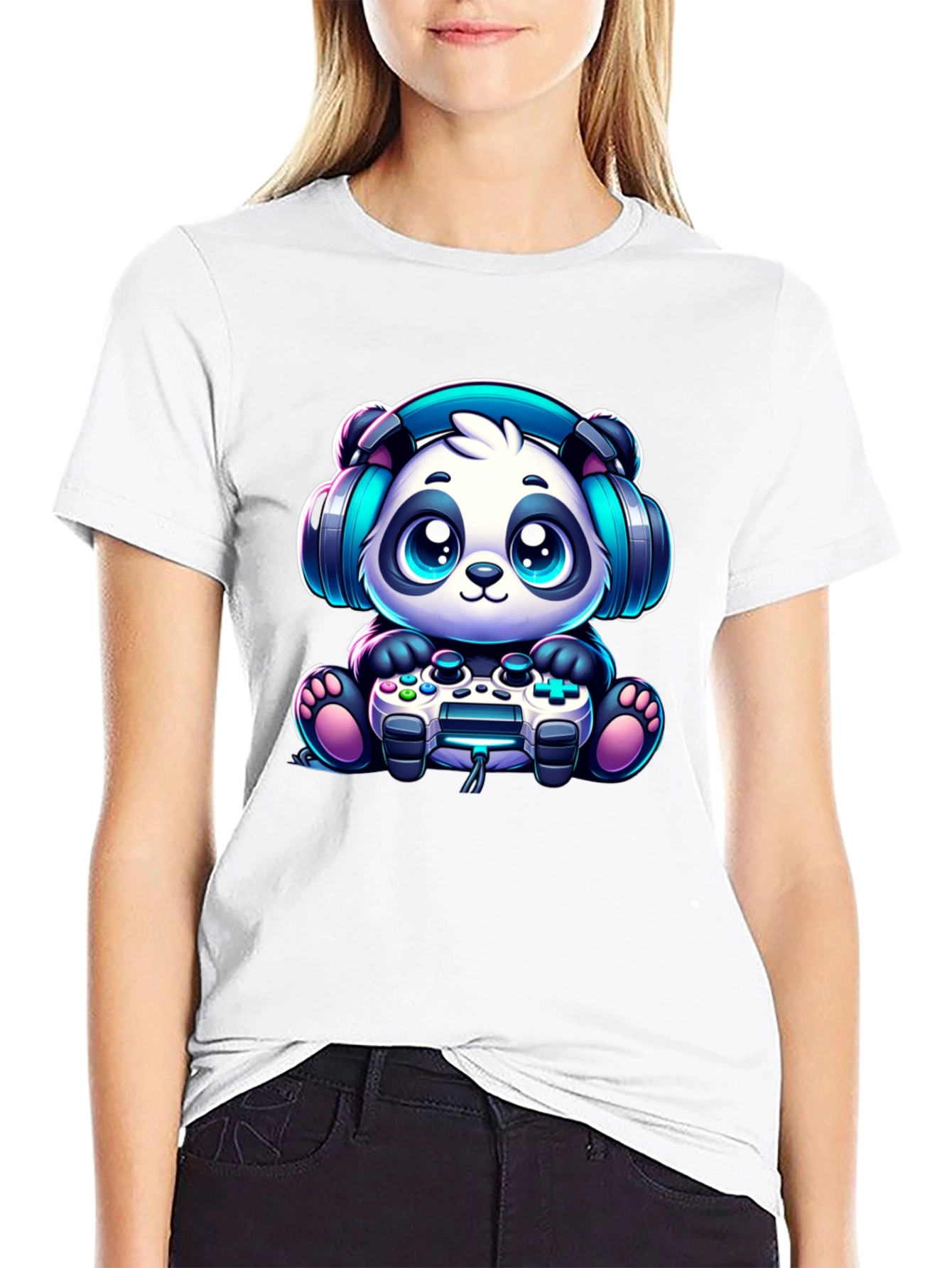 Gamer Panda T-Shirt - Cute & Comfy Black Tee