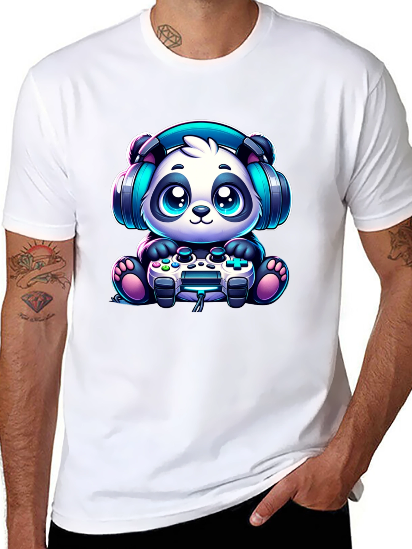 Gamer Panda T-Shirt - Cute & Comfy Black Tee