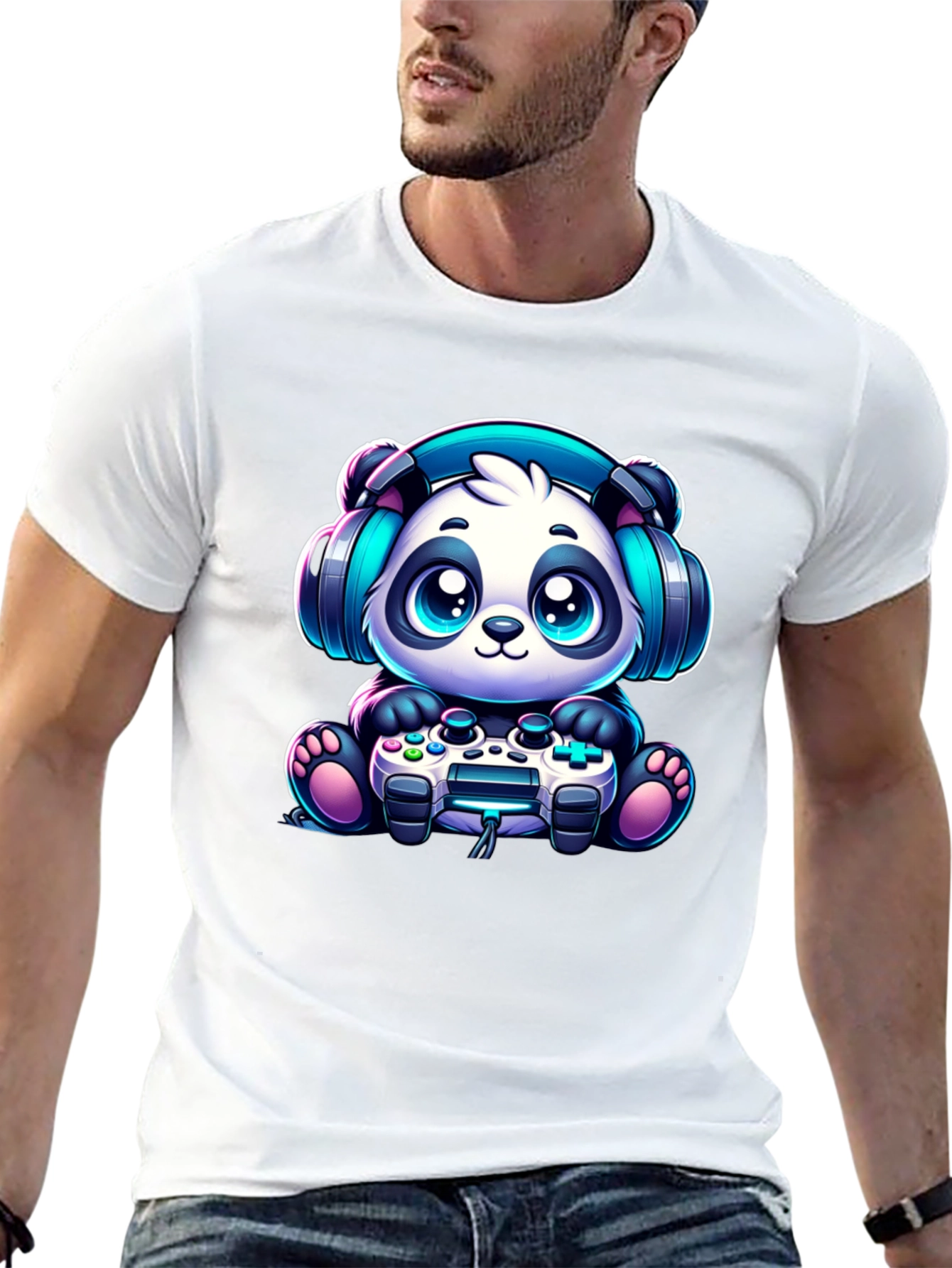 Gamer Panda T-Shirt - Cute & Comfy Black Tee