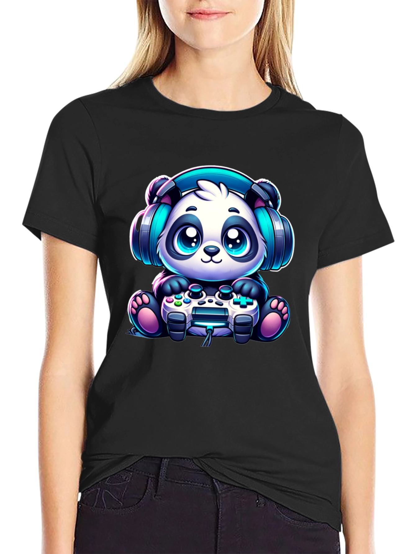 Gamer Panda T-Shirt - Cute & Comfy Black Tee