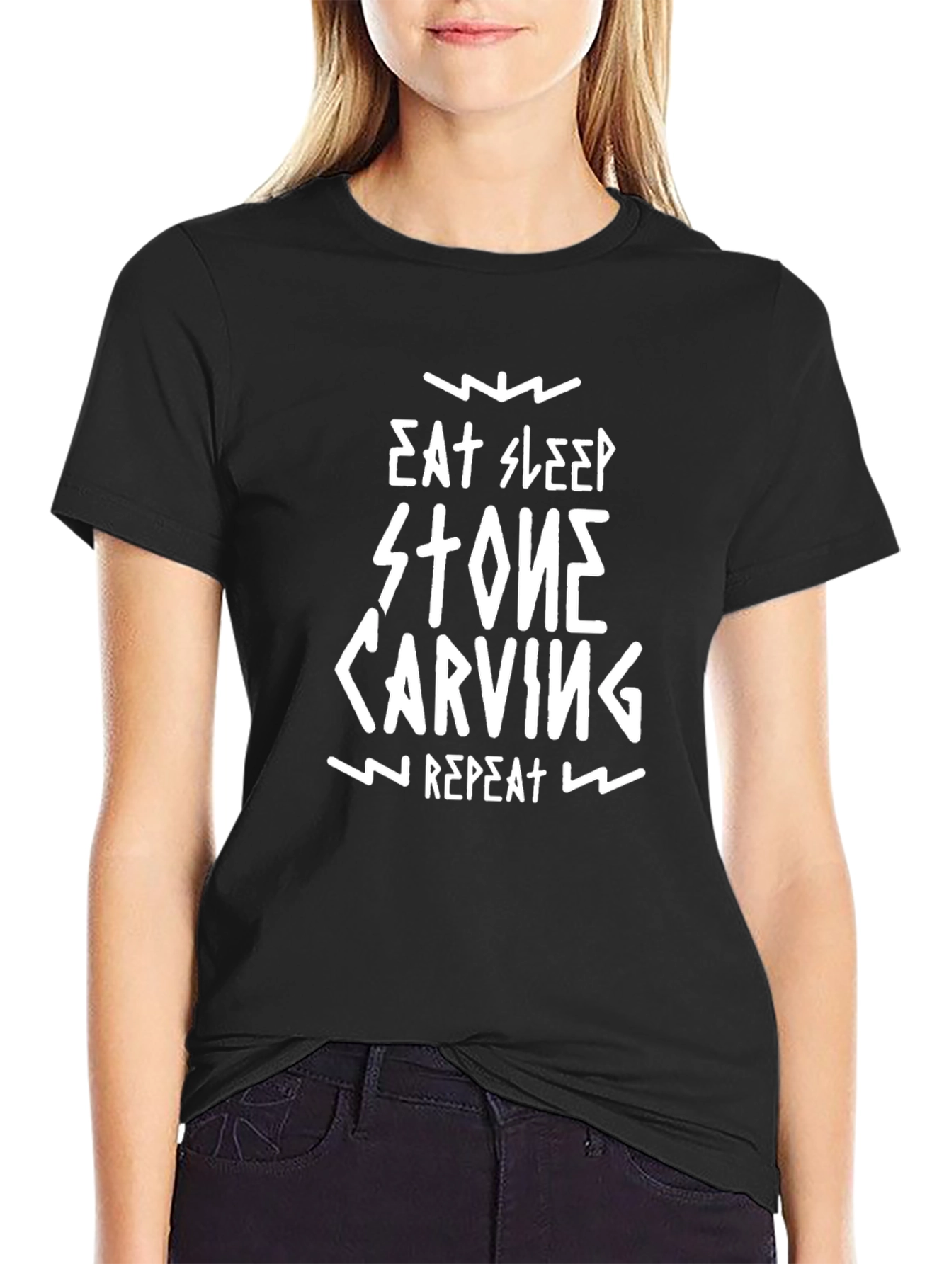 Eat Sleep Stone Carving Repeat Black T-Shirt