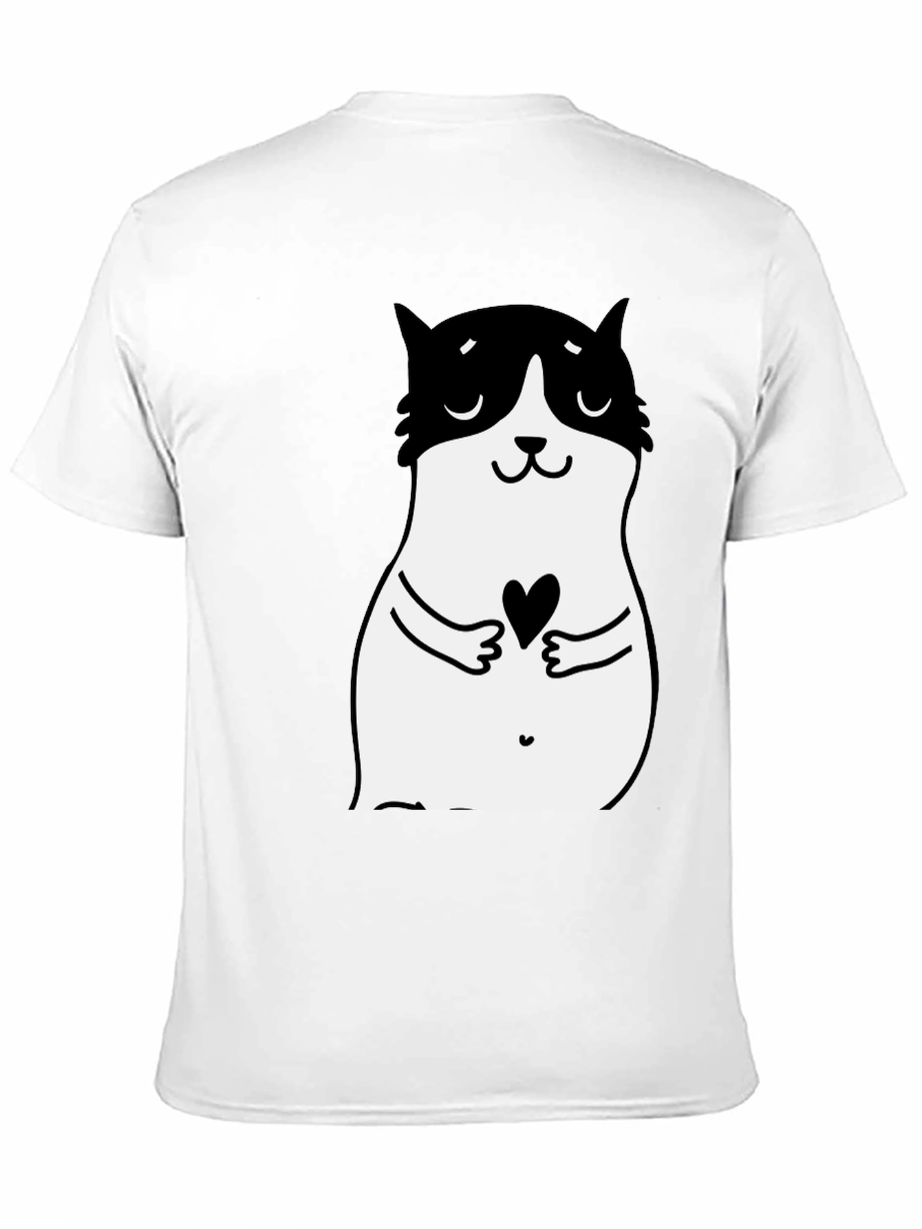 Cute Cat Heart Graphic Black T-Shirt