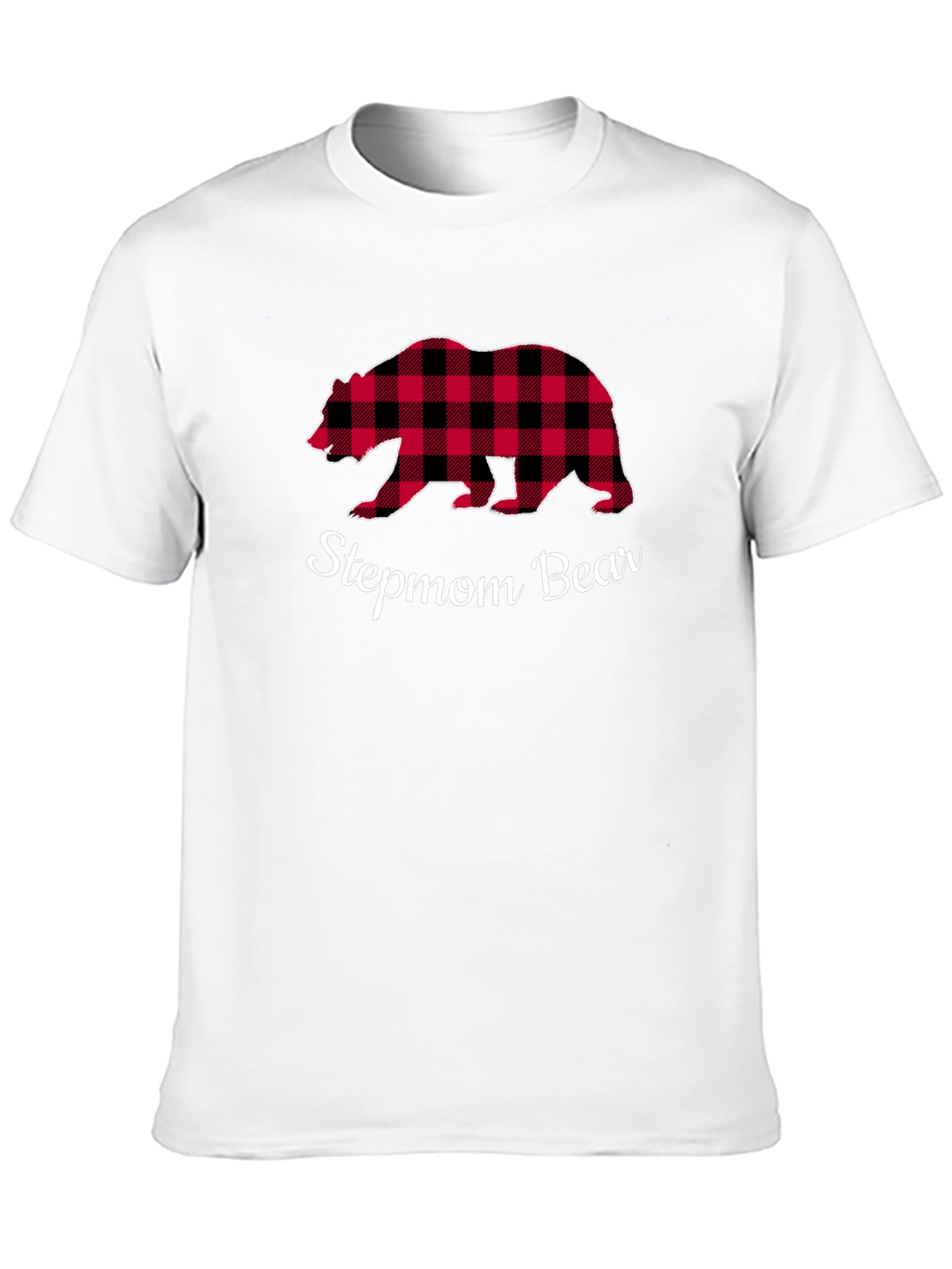 Stepmom Bear Buffalo Plaid Tee - Cozy Casual Top