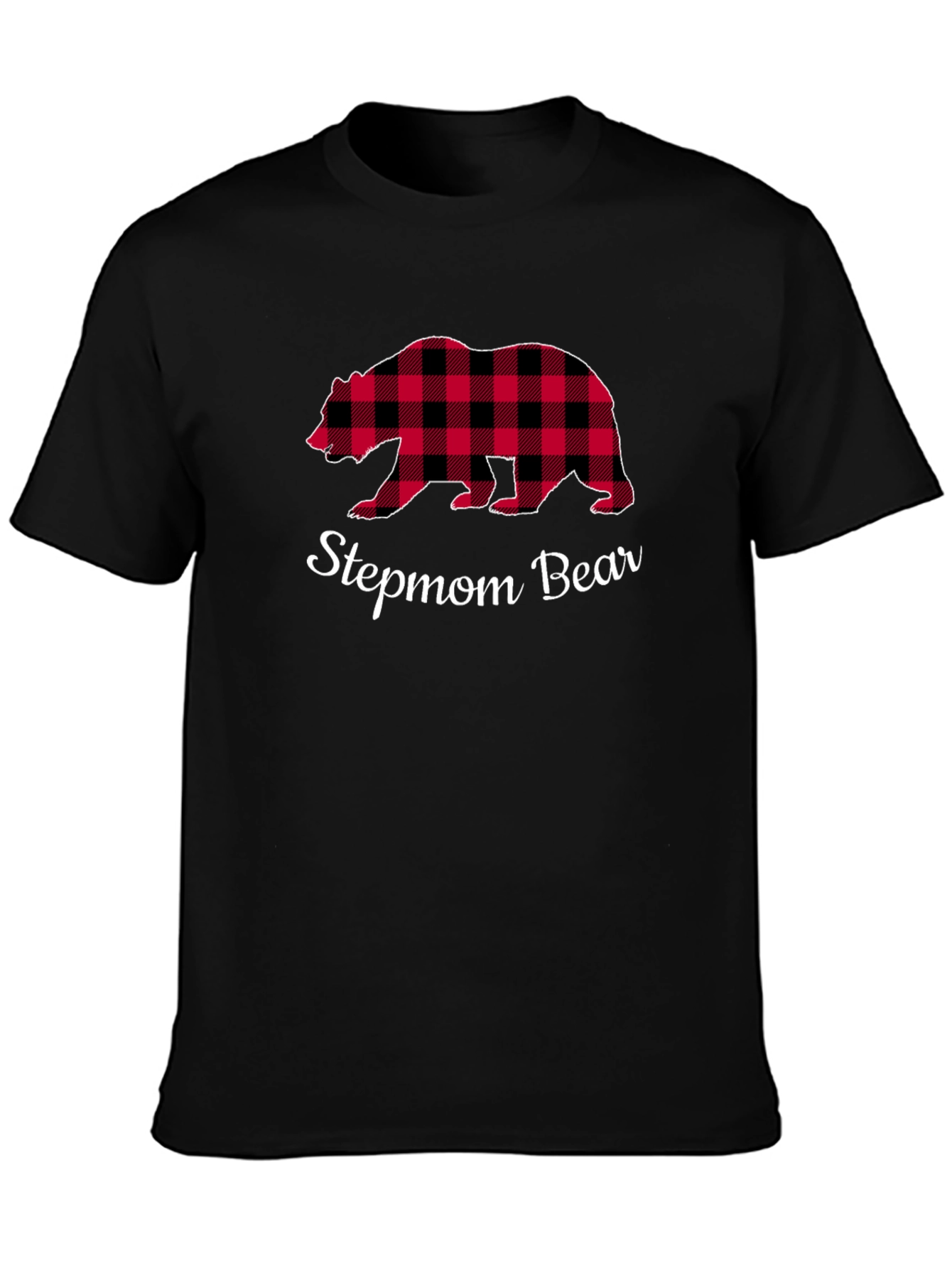 Stepmom Bear Buffalo Plaid Tee - Cozy Casual Top