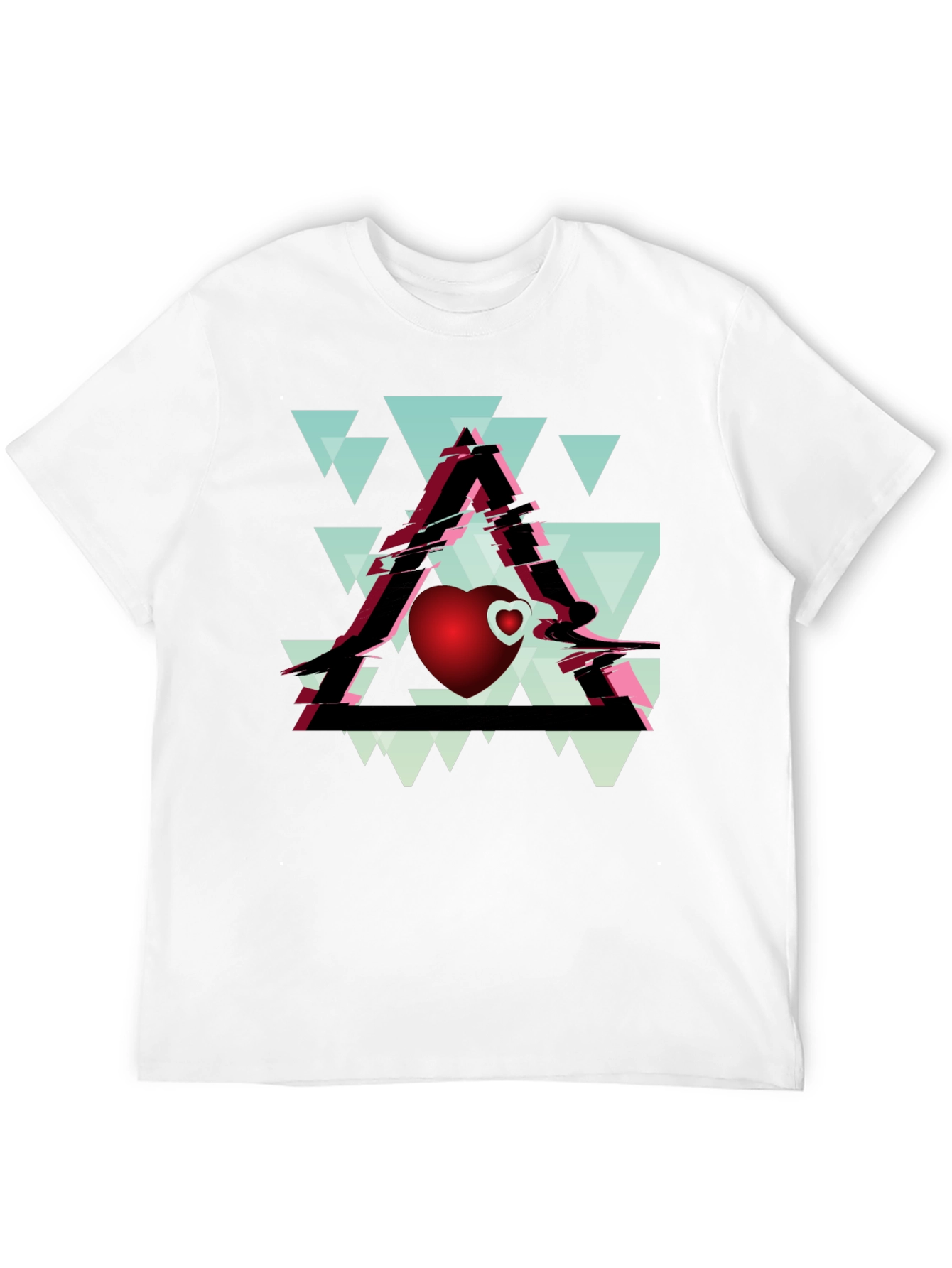 Geometric Heart Graphic Tee - Stylish Mens Black T-Shirt