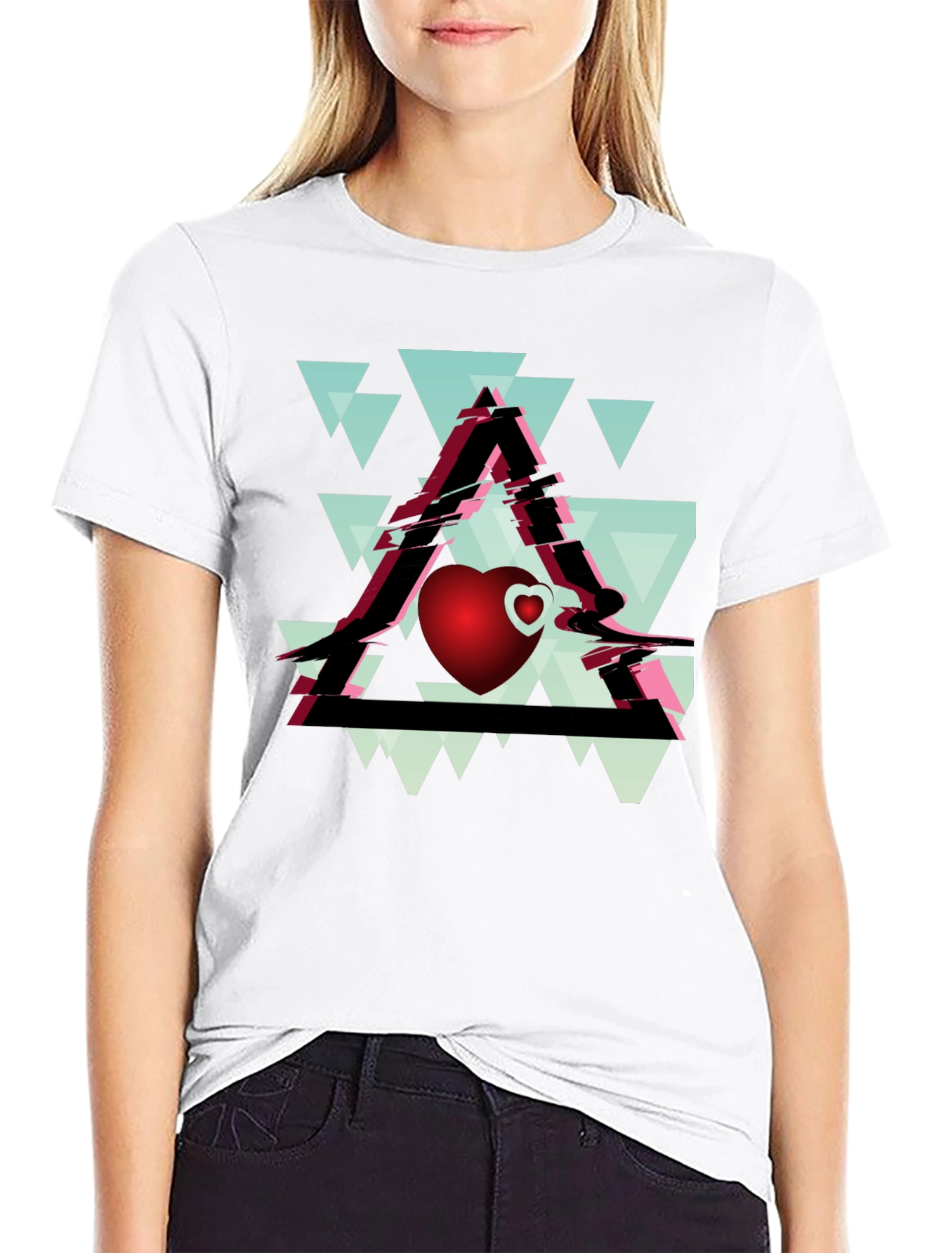 Geometric Heart Graphic Tee - Stylish Mens Black T-Shirt