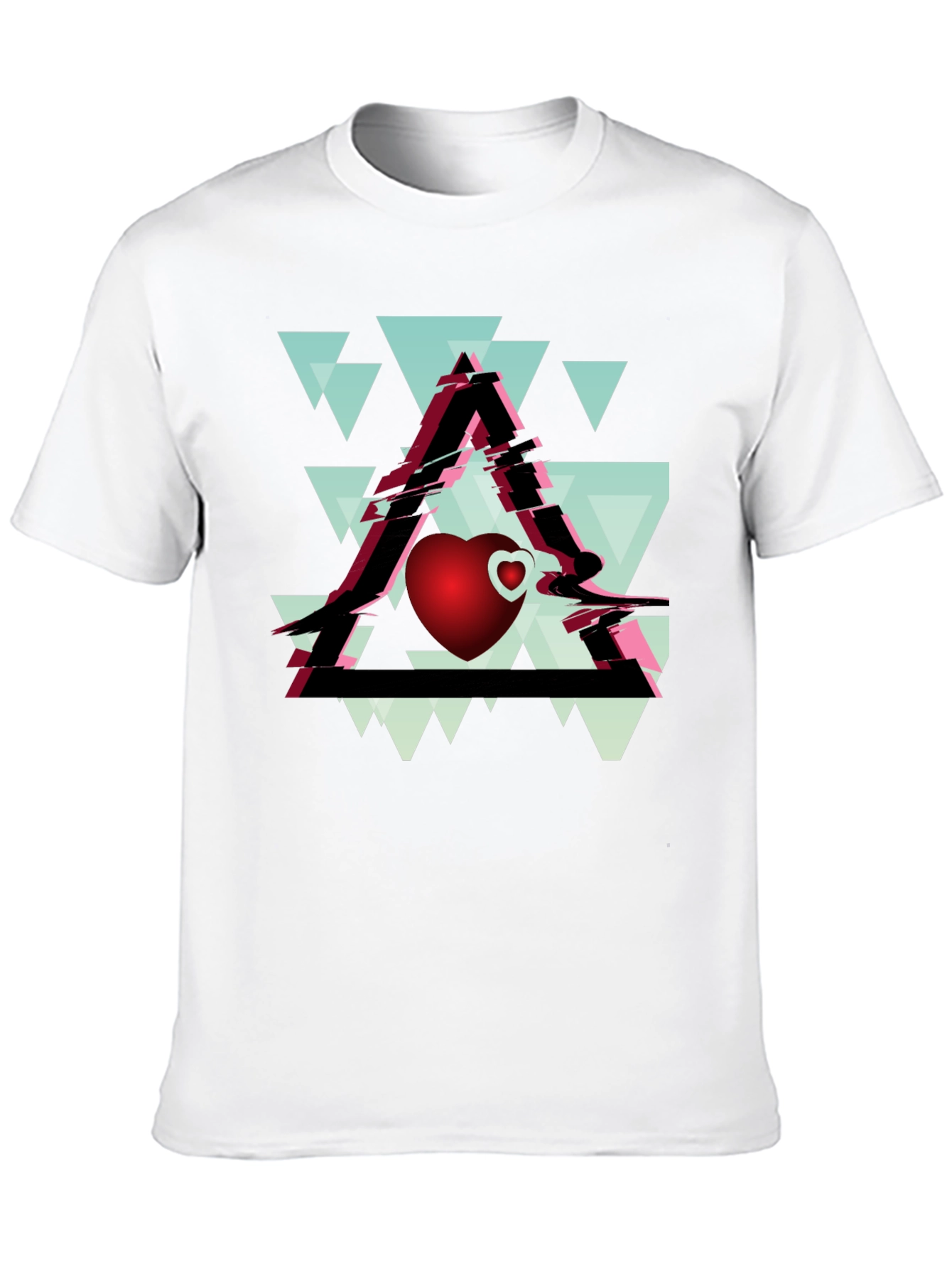Geometric Heart Graphic Tee - Stylish Mens Black T-Shirt