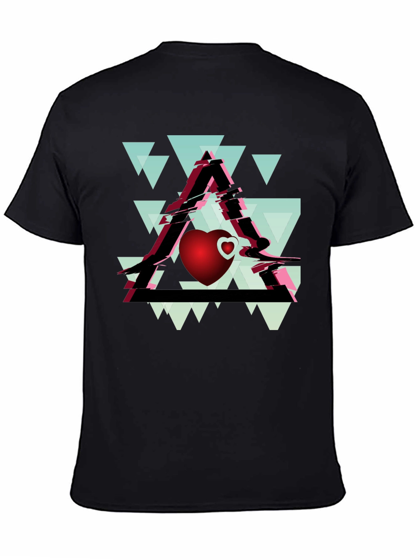 Geometric Heart Graphic Tee - Stylish Mens Black T-Shirt