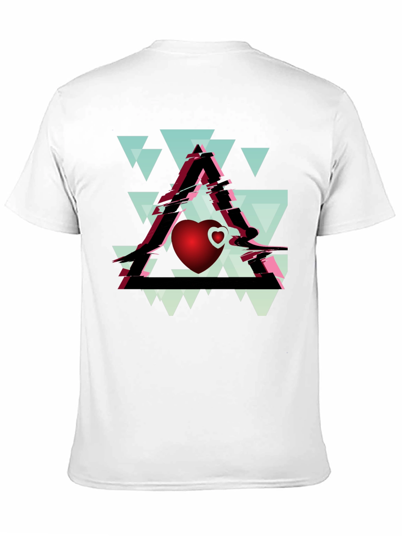 Geometric Heart Graphic Tee - Stylish Mens Black T-Shirt