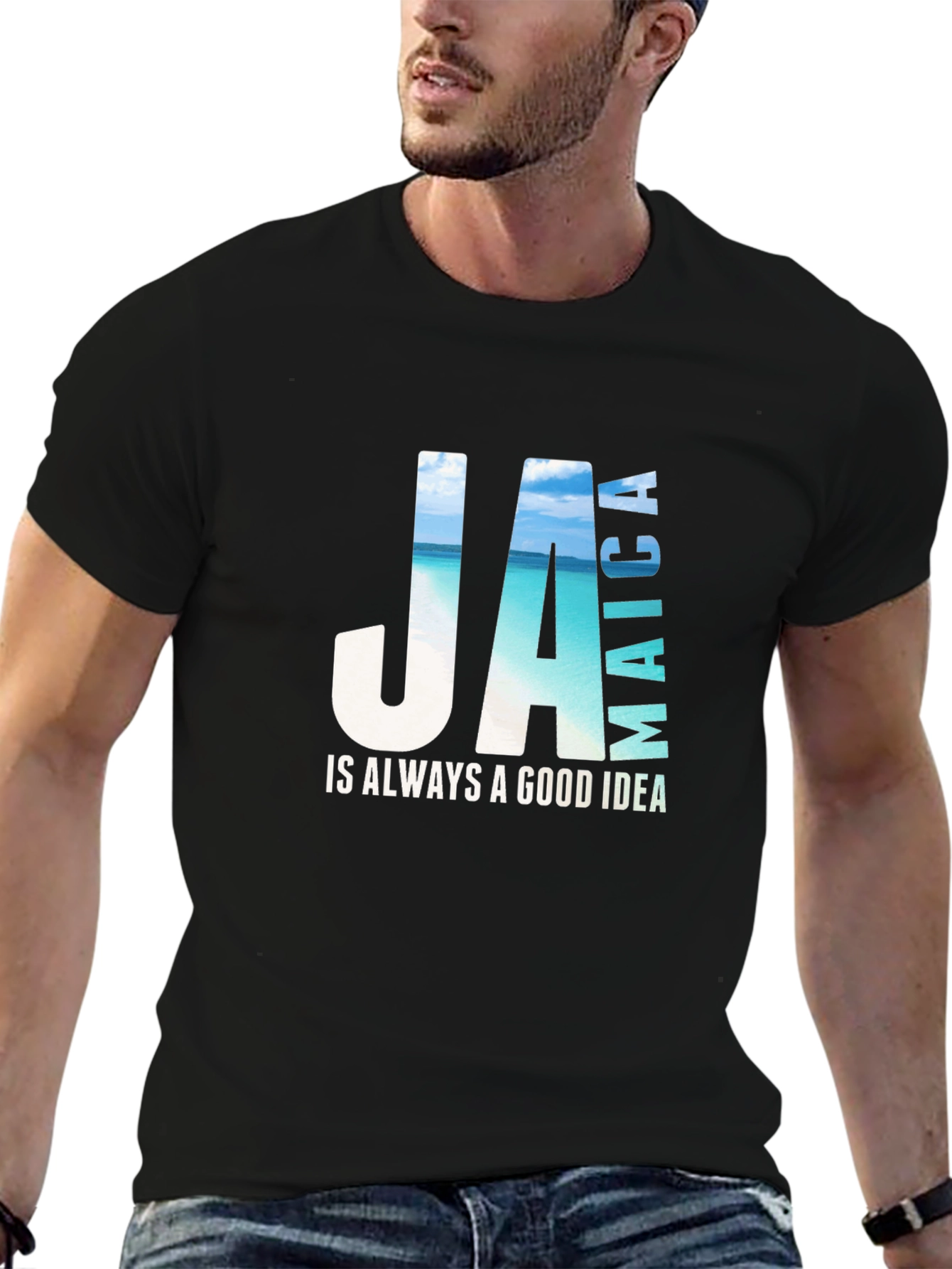 Jamaica Vacation Black T-Shirt - Good Idea