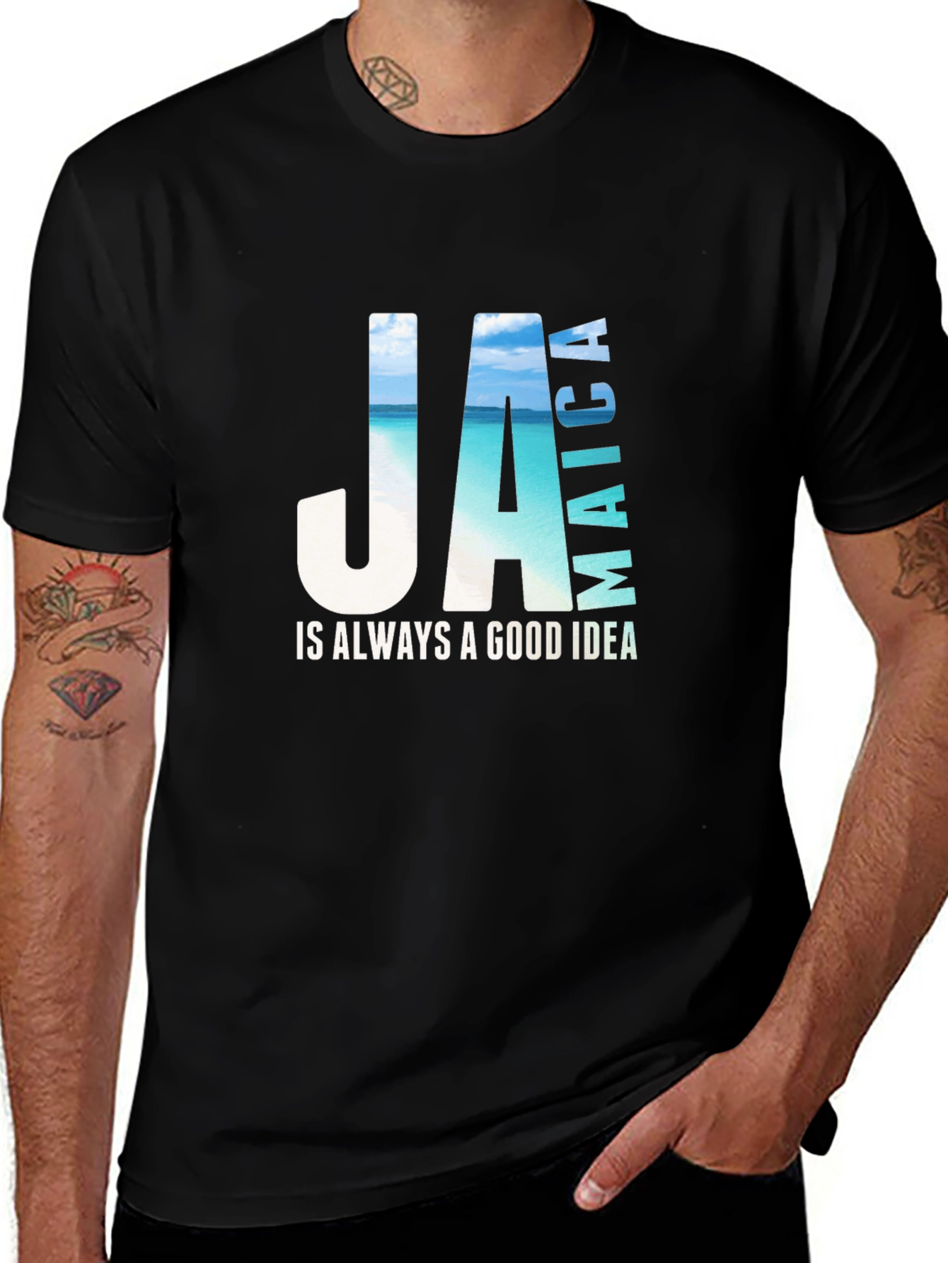 Jamaica Vacation Black T-Shirt - Good Idea