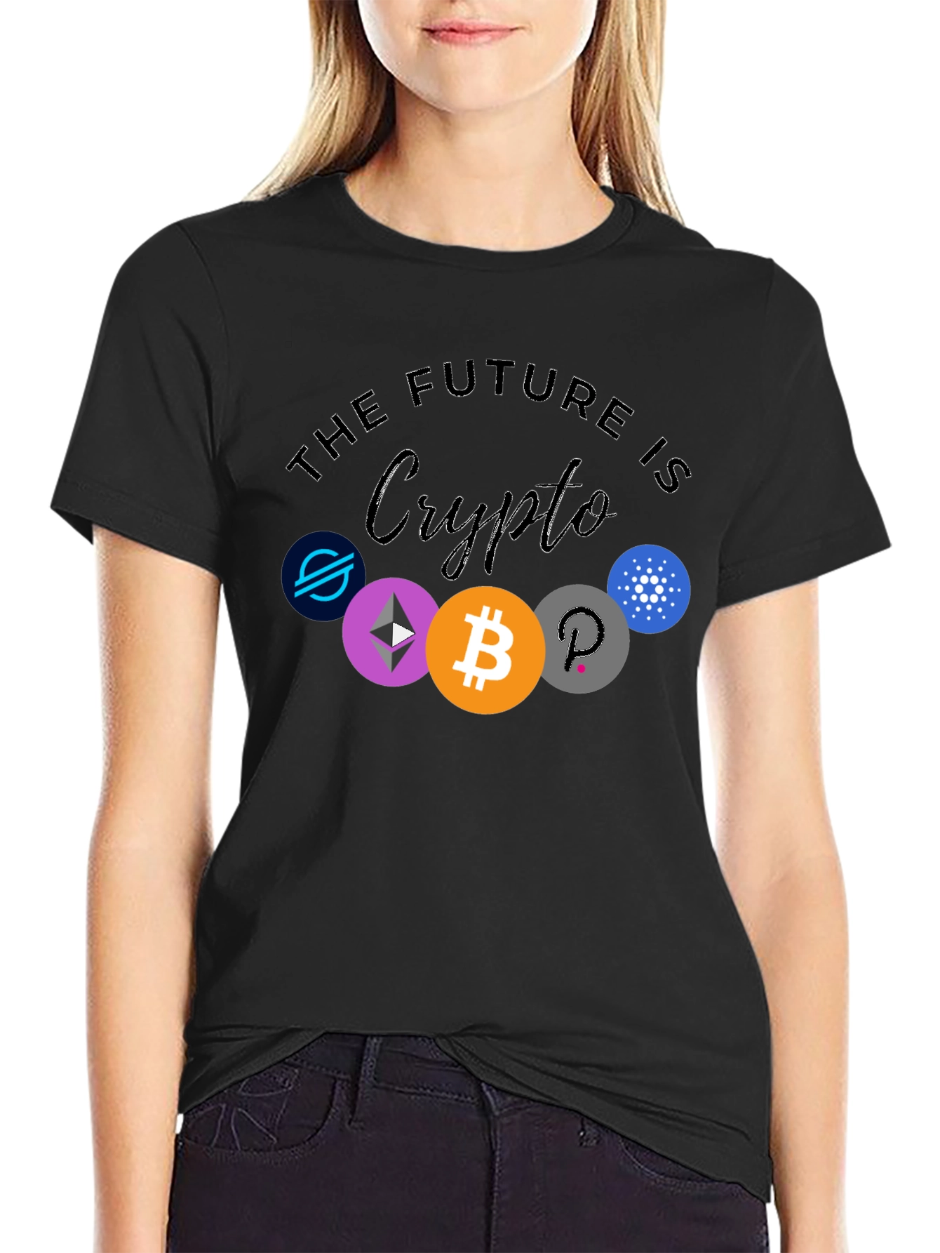 The Future is Crypto Black Graphic T-Shirt
