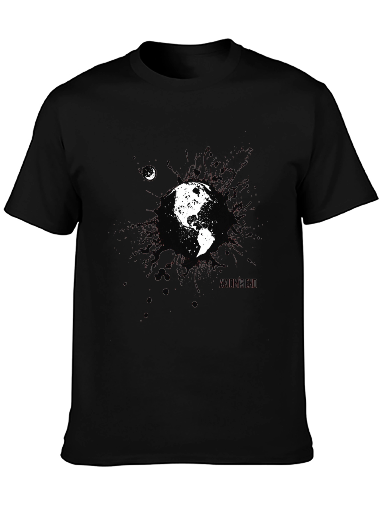 Earth and Moon Graphic Black T-Shirt