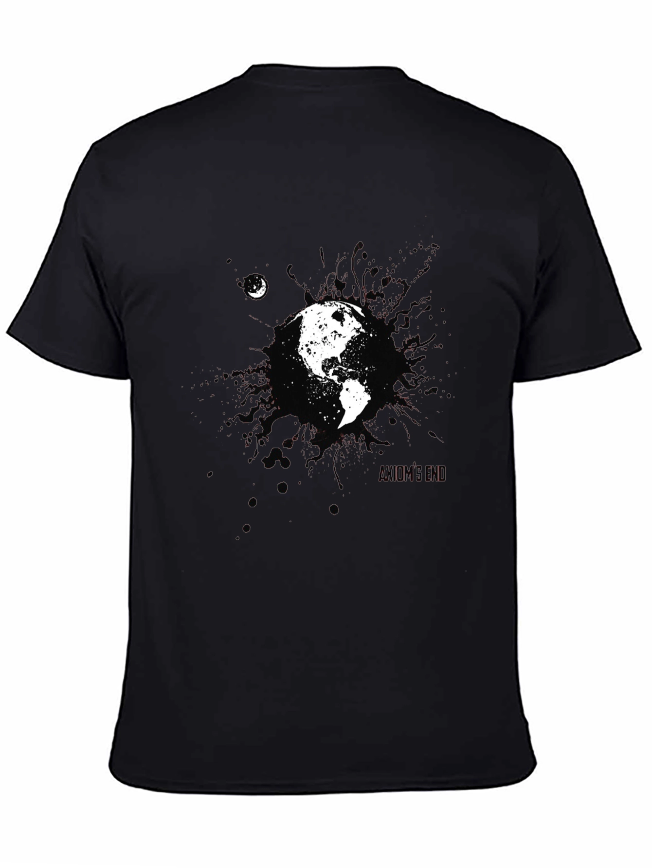 Earth and Moon Graphic Black T-Shirt
