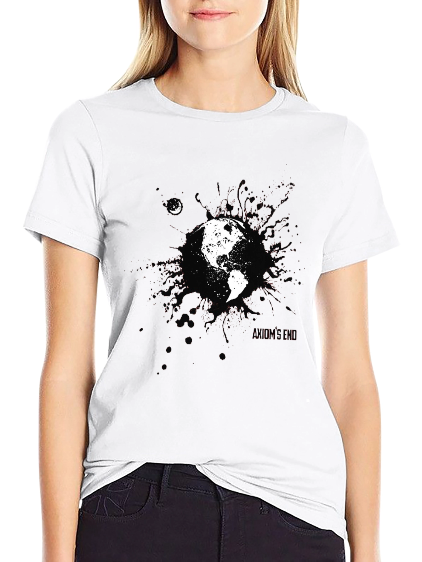 Earth and Moon Graphic Black T-Shirt