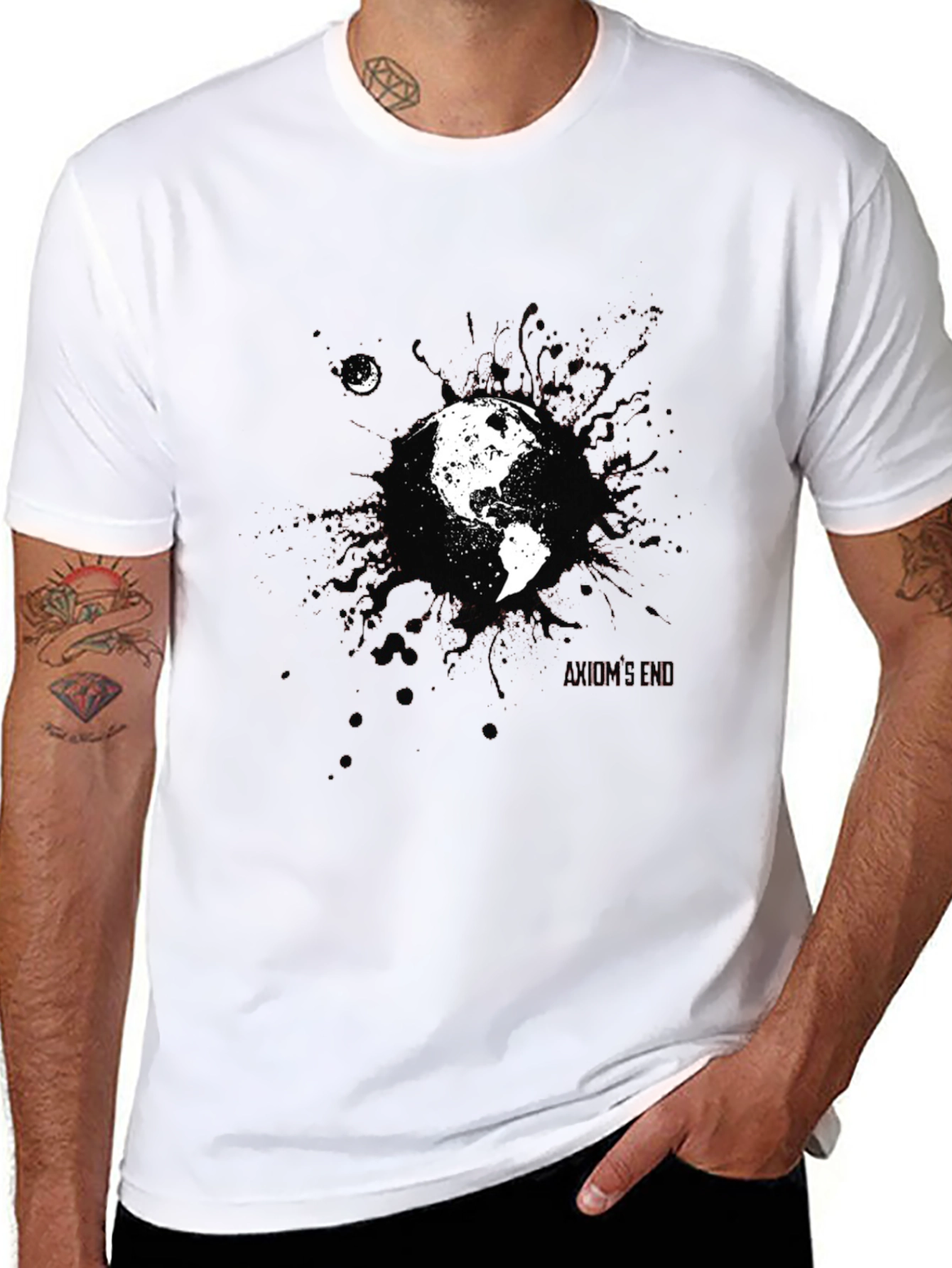 Earth and Moon Graphic Black T-Shirt