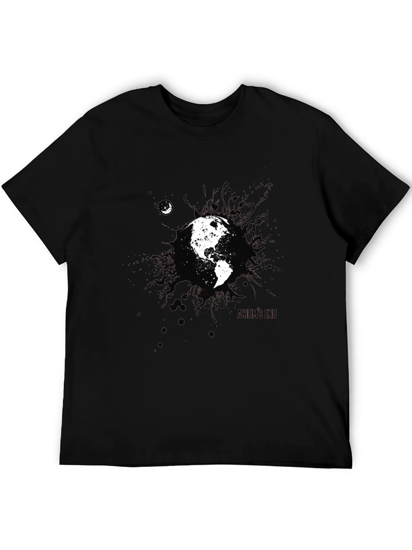 Earth and Moon Graphic Black T-Shirt