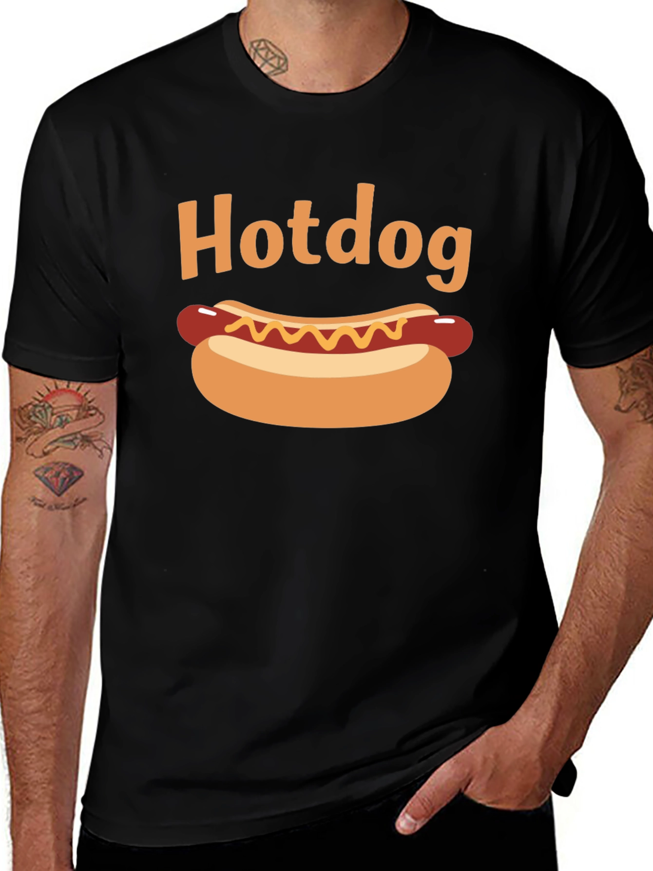 Hotdog Graphic Black T-Shirt
