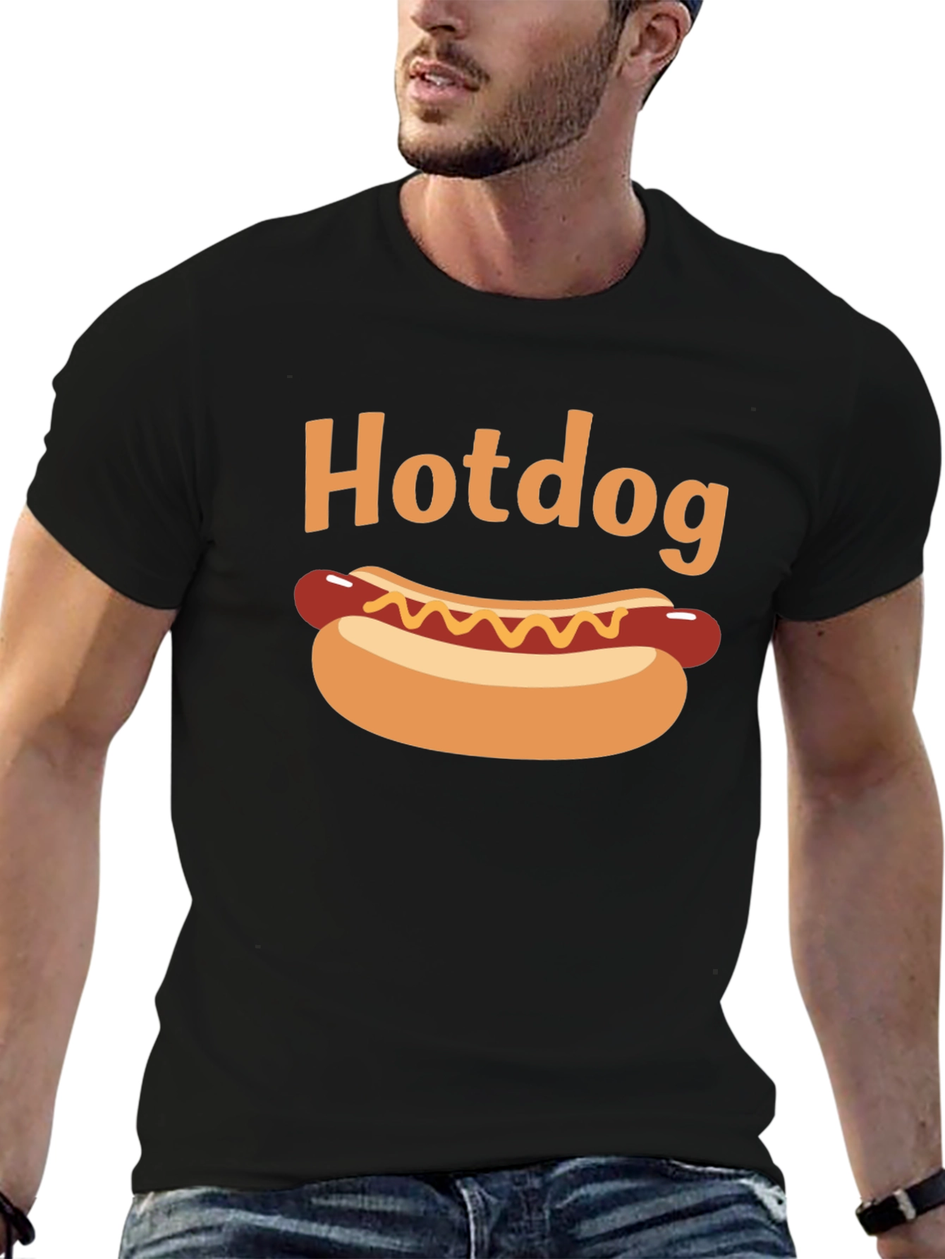 Hotdog Graphic Black T-Shirt