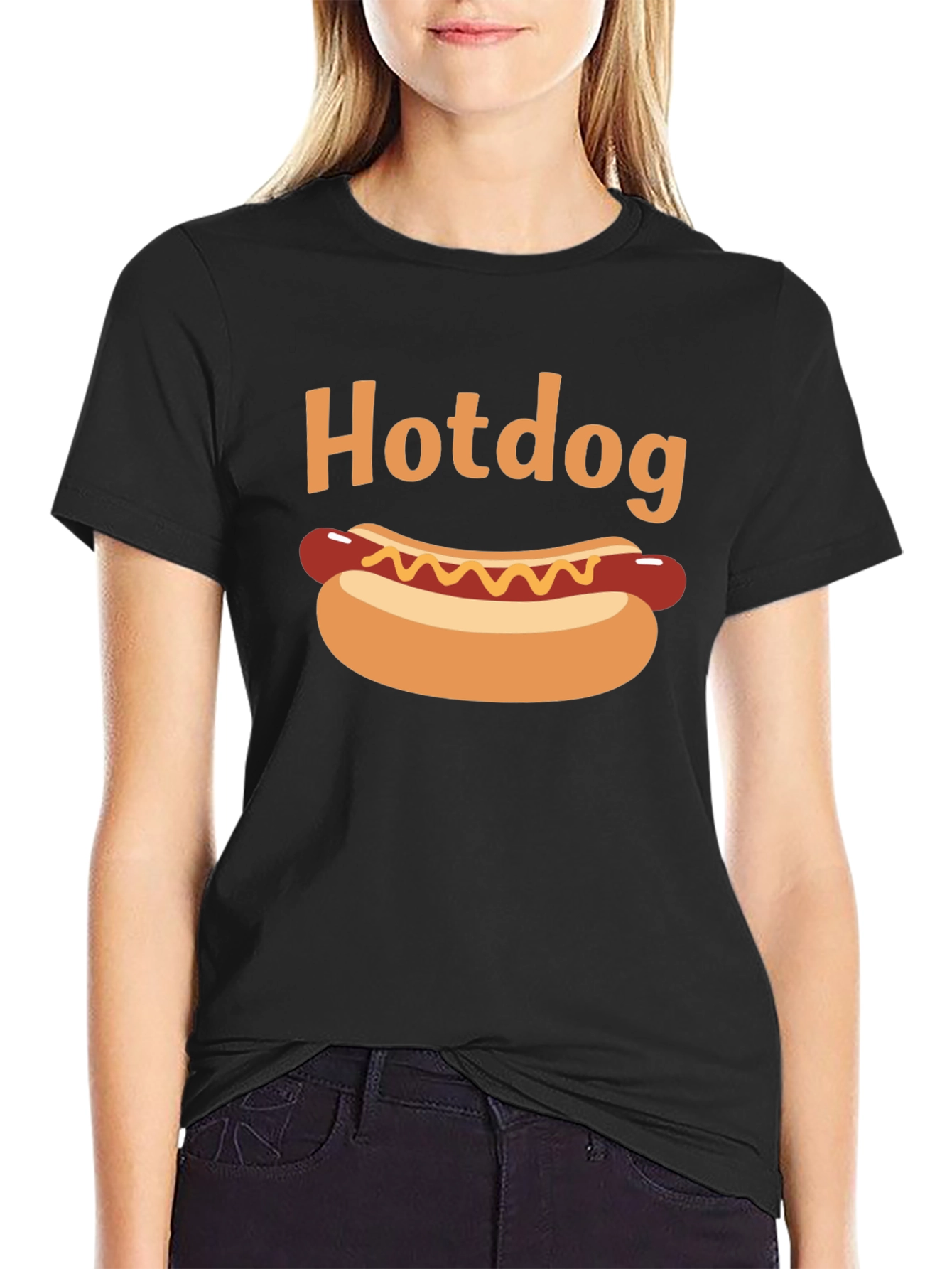 Hotdog Graphic Black T-Shirt