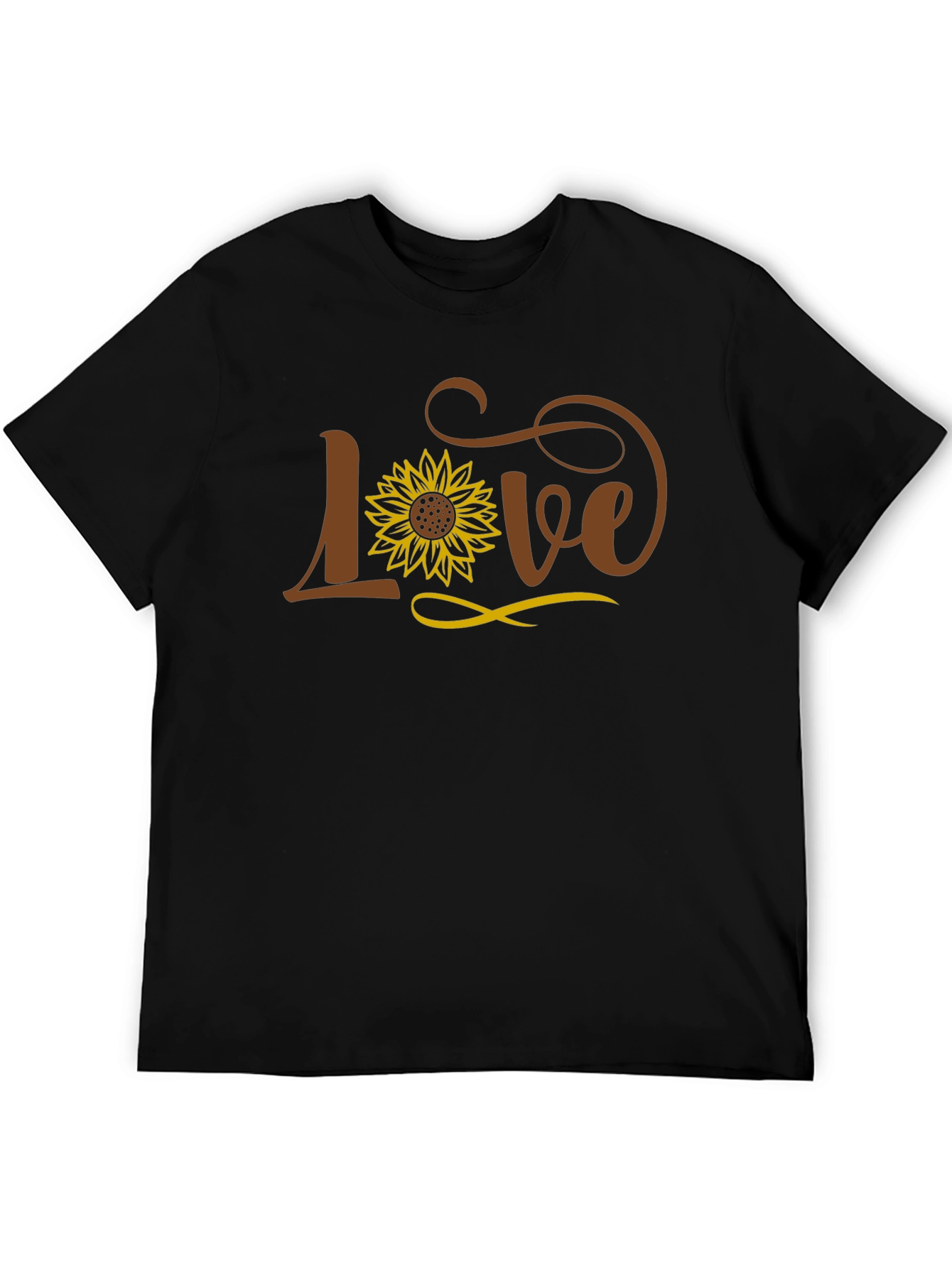 Love Sunflower Graphic Black T-Shirt