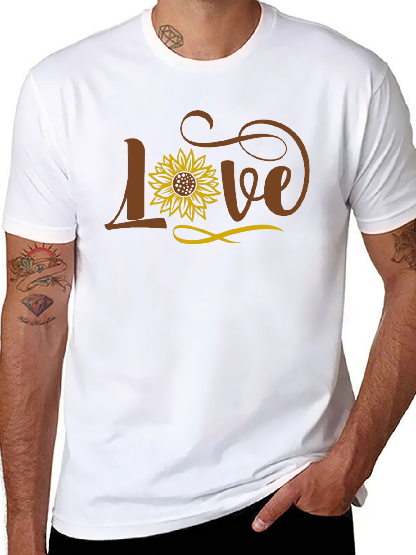 Love Sunflower Graphic Black T-Shirt