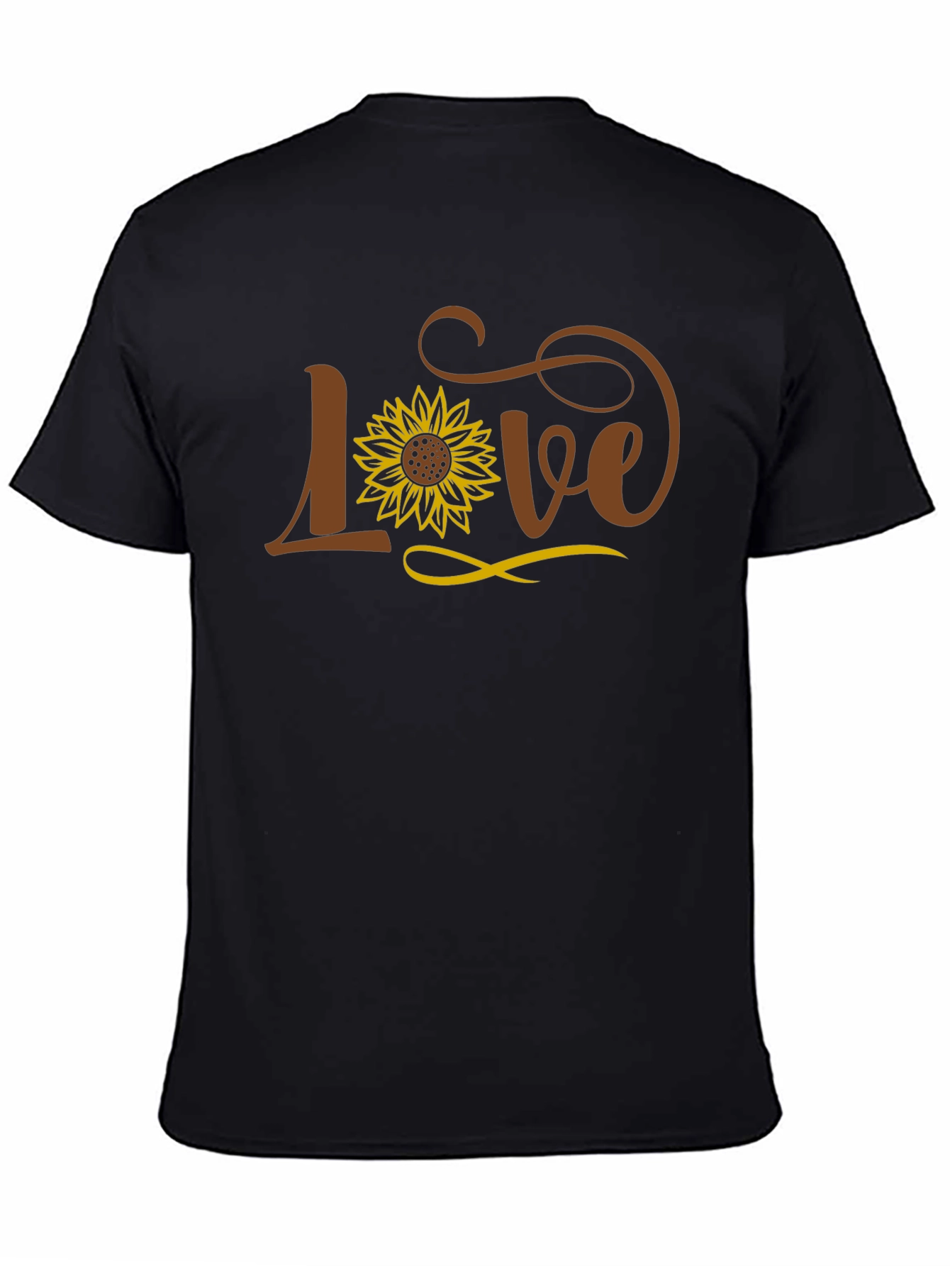 Love Sunflower Graphic Black T-Shirt