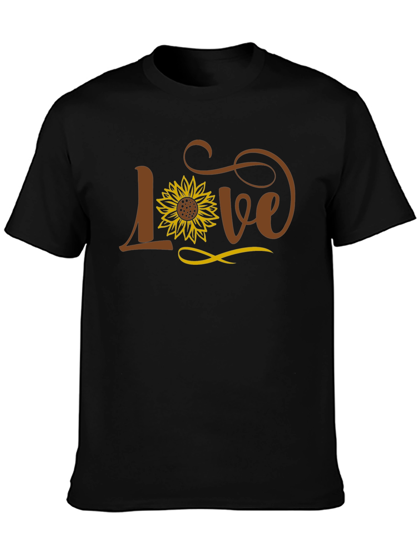 Love Sunflower Graphic Black T-Shirt