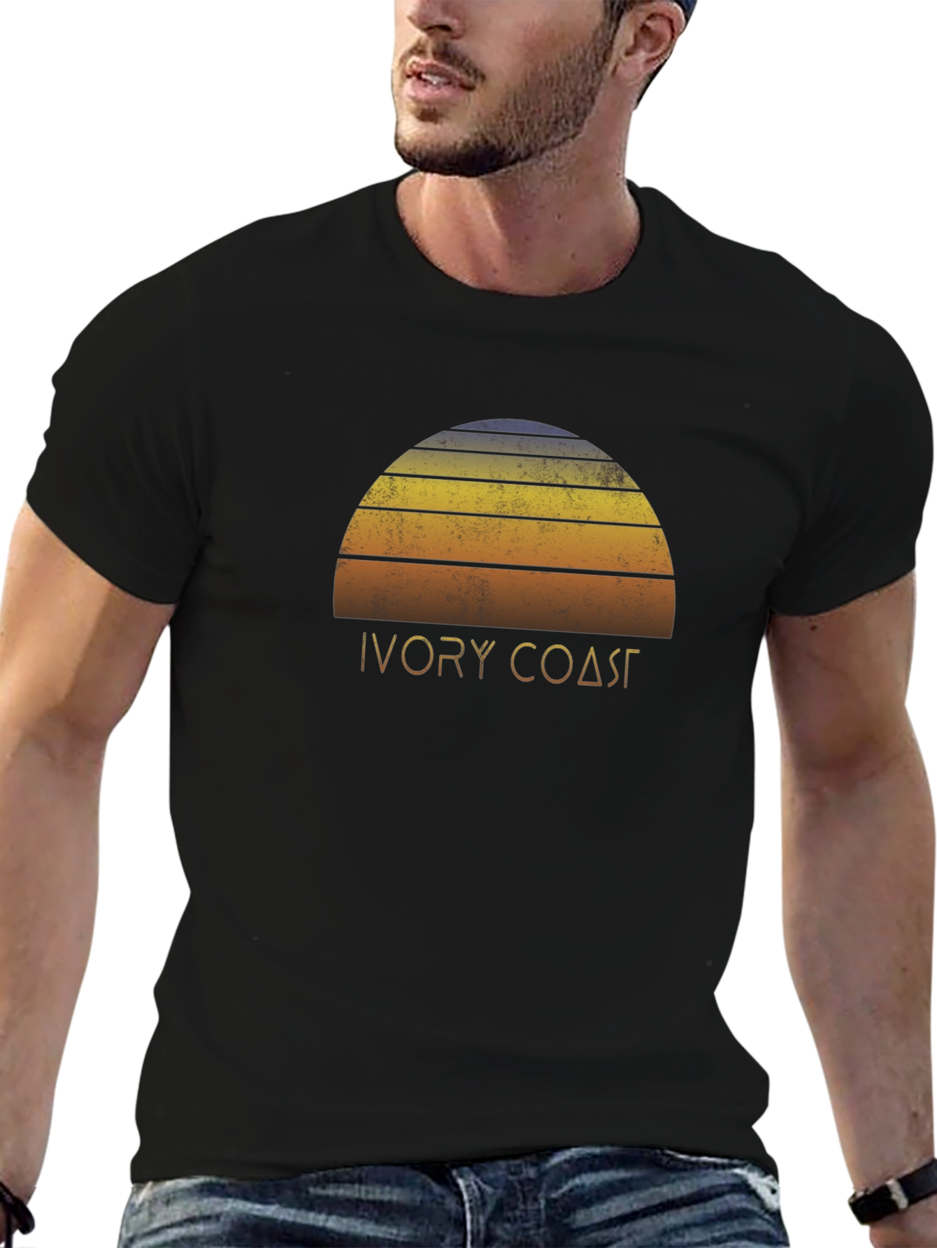 Ivory Coast Graphic Tee - Retro Sunset Design