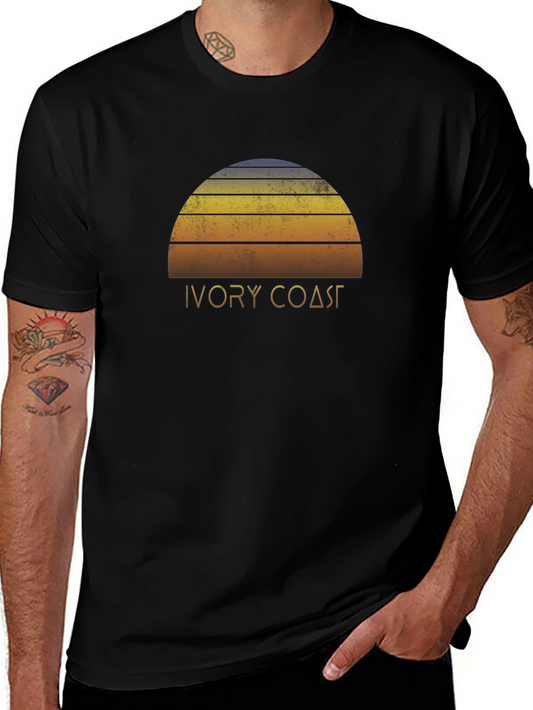 Ivory Coast Graphic Tee - Retro Sunset Design