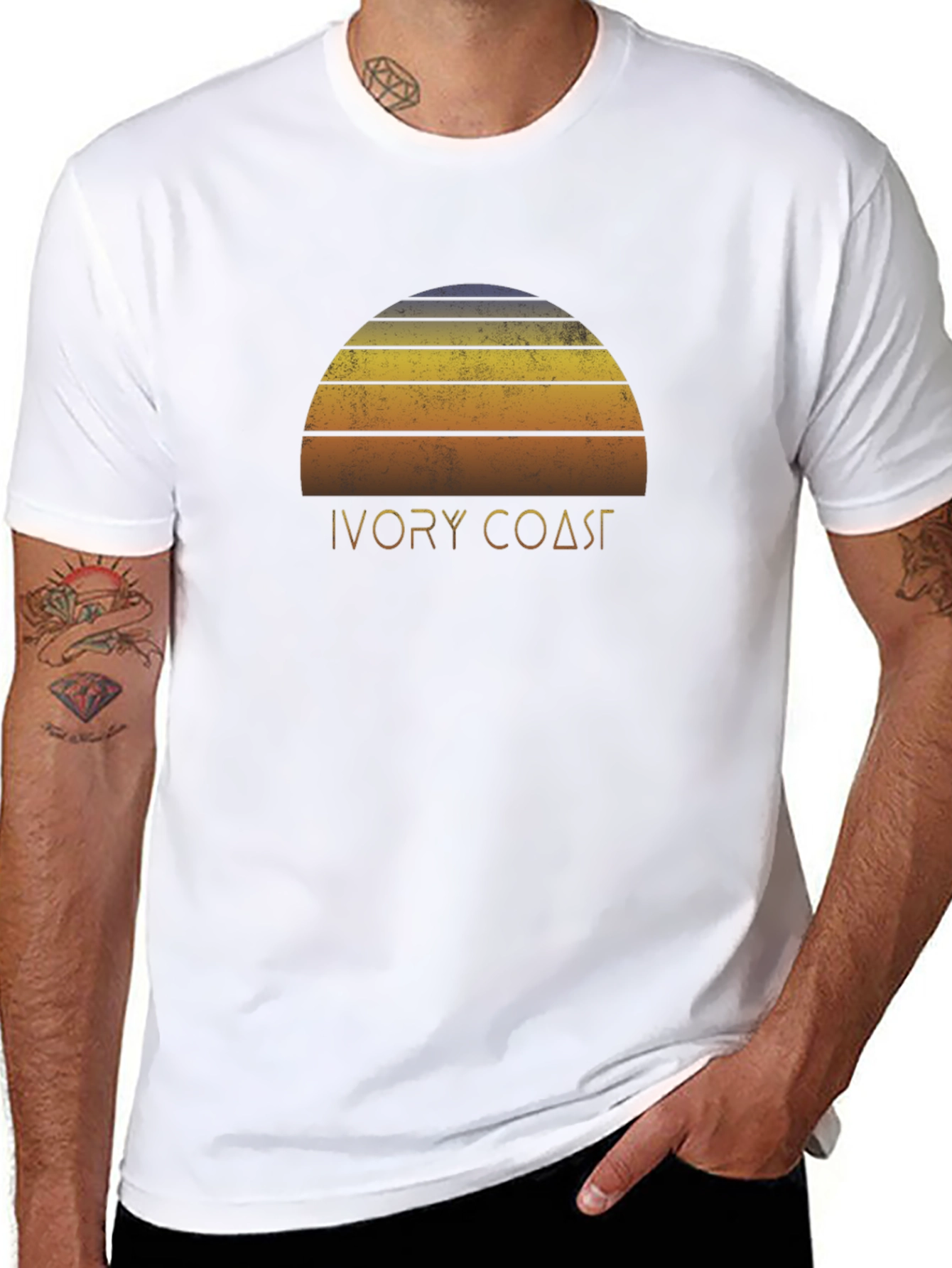 Ivory Coast Graphic Tee - Retro Sunset Design